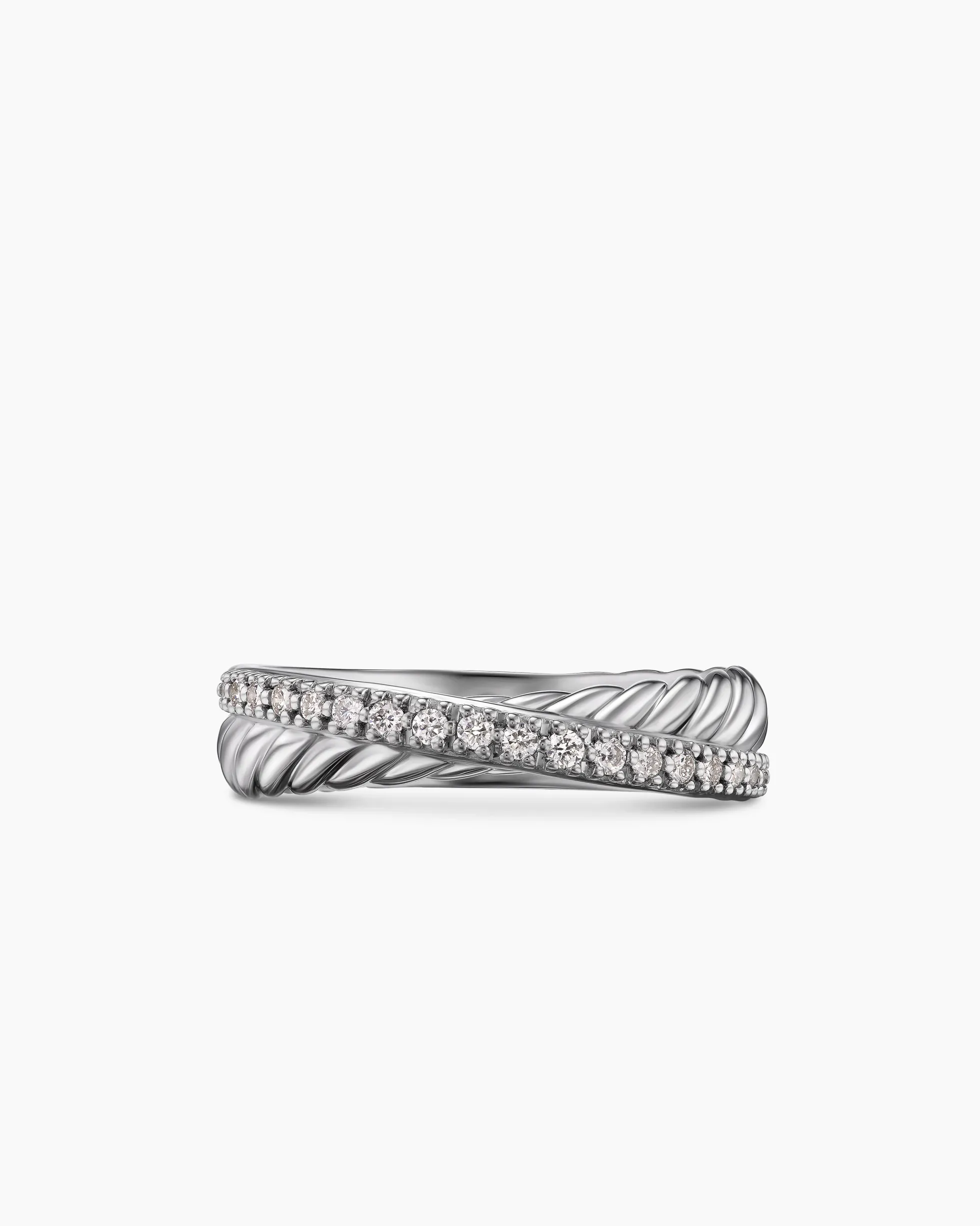 Crossover Band Ring Sterling Silver with Diamonds, 5.3mm