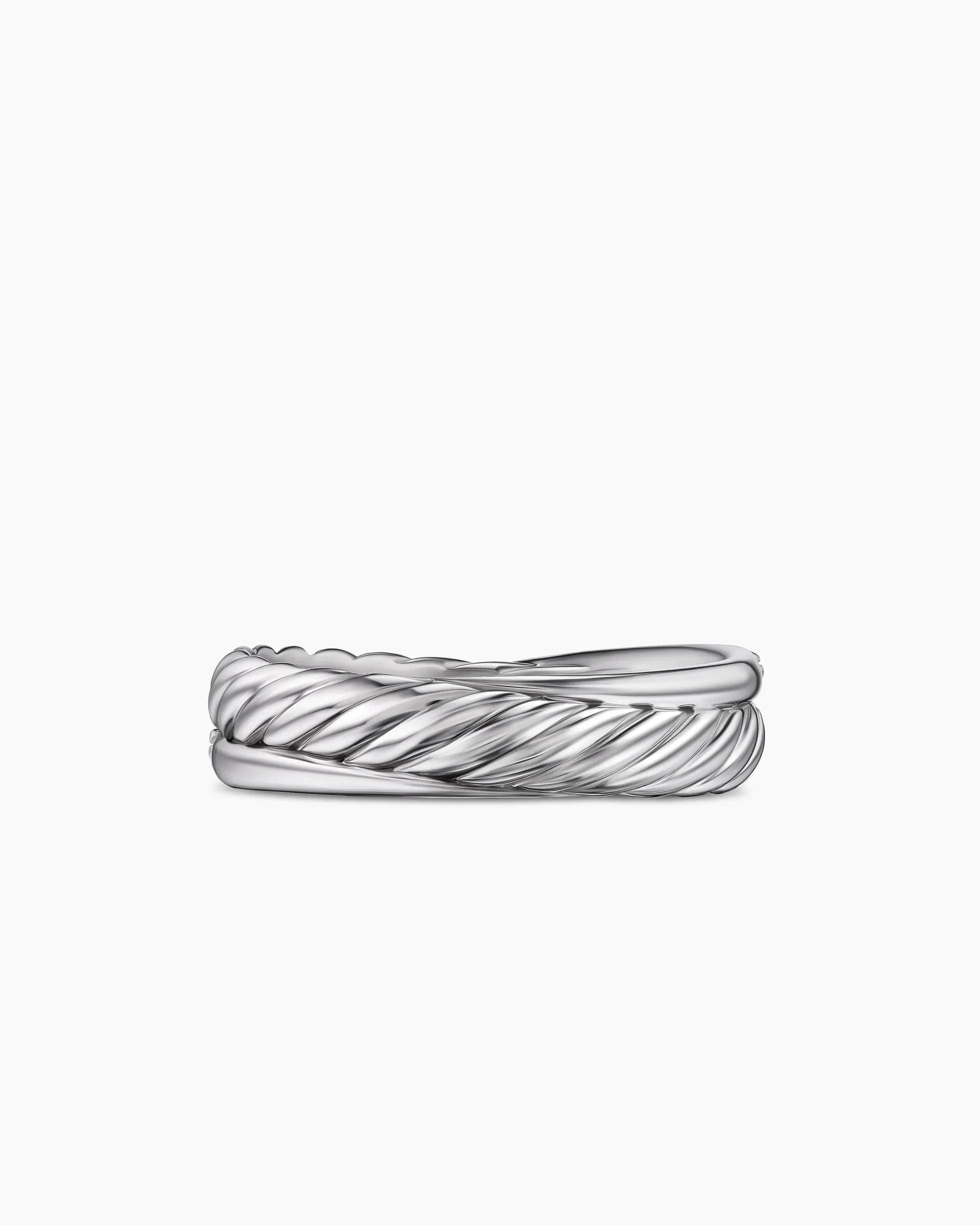 Crossover Band Ring Sterling Silver with Diamonds, 5.3mm