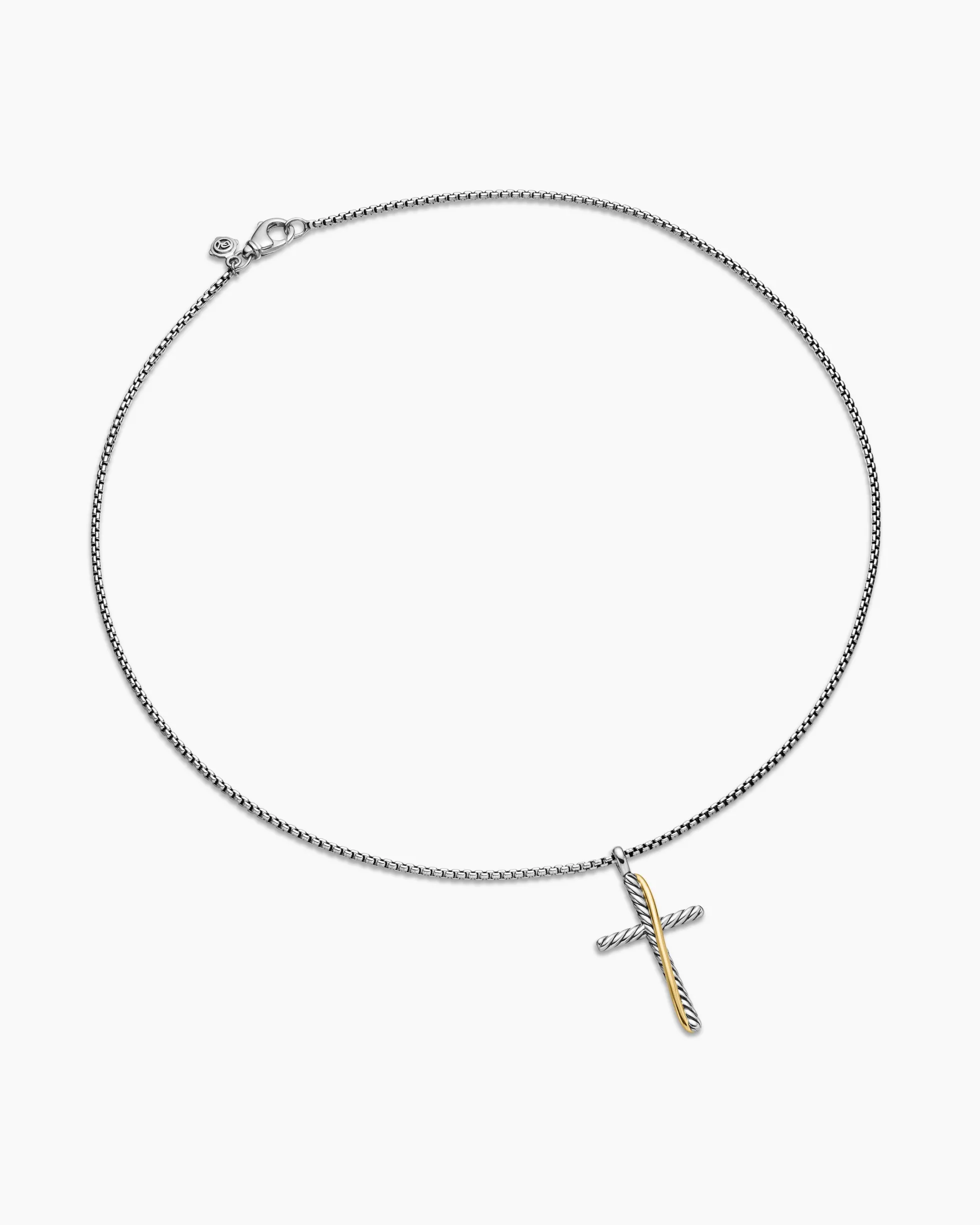 Crossover Cross Necklace Sterling Silver with 18K Yellow Gold, 35.6mm