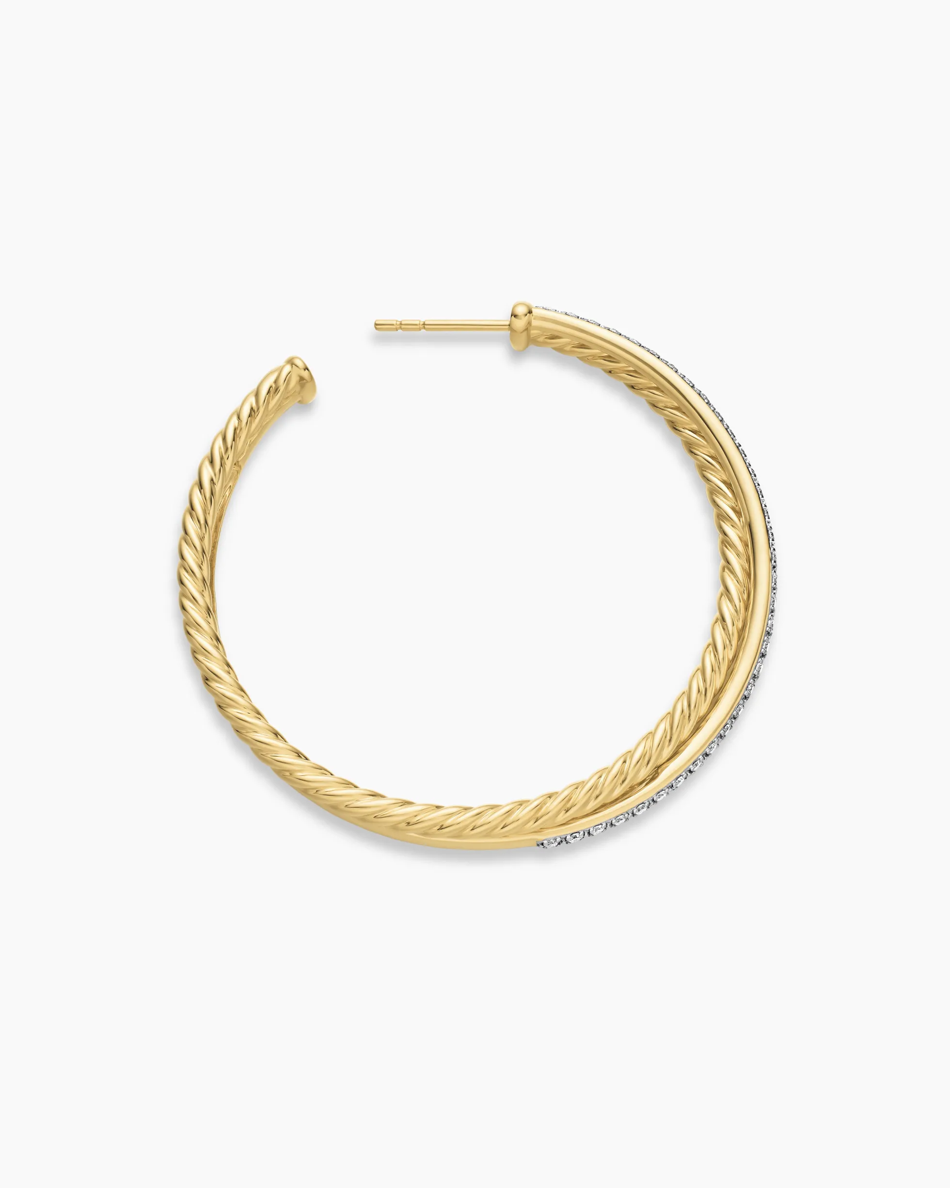 Crossover Hoop Earrings 18K Yellow Gold with Diamonds, 44mm