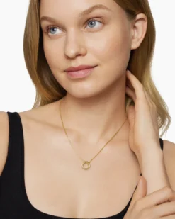 Crossover Pendant Necklace 18K Yellow Gold with Diamonds, 14.5mm