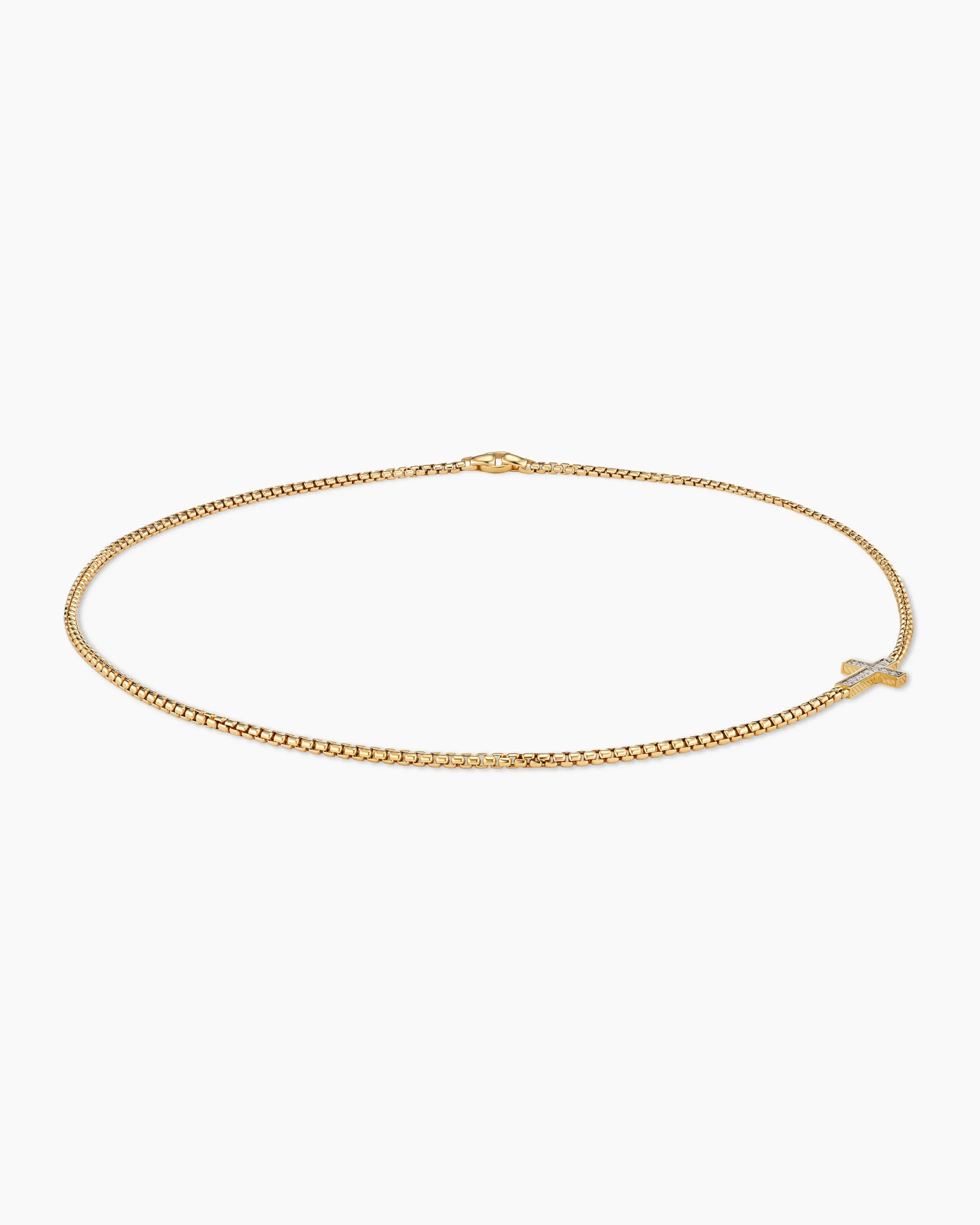 Cross Station Necklace 18K Yellow Gold with Diamonds, 3.4mm