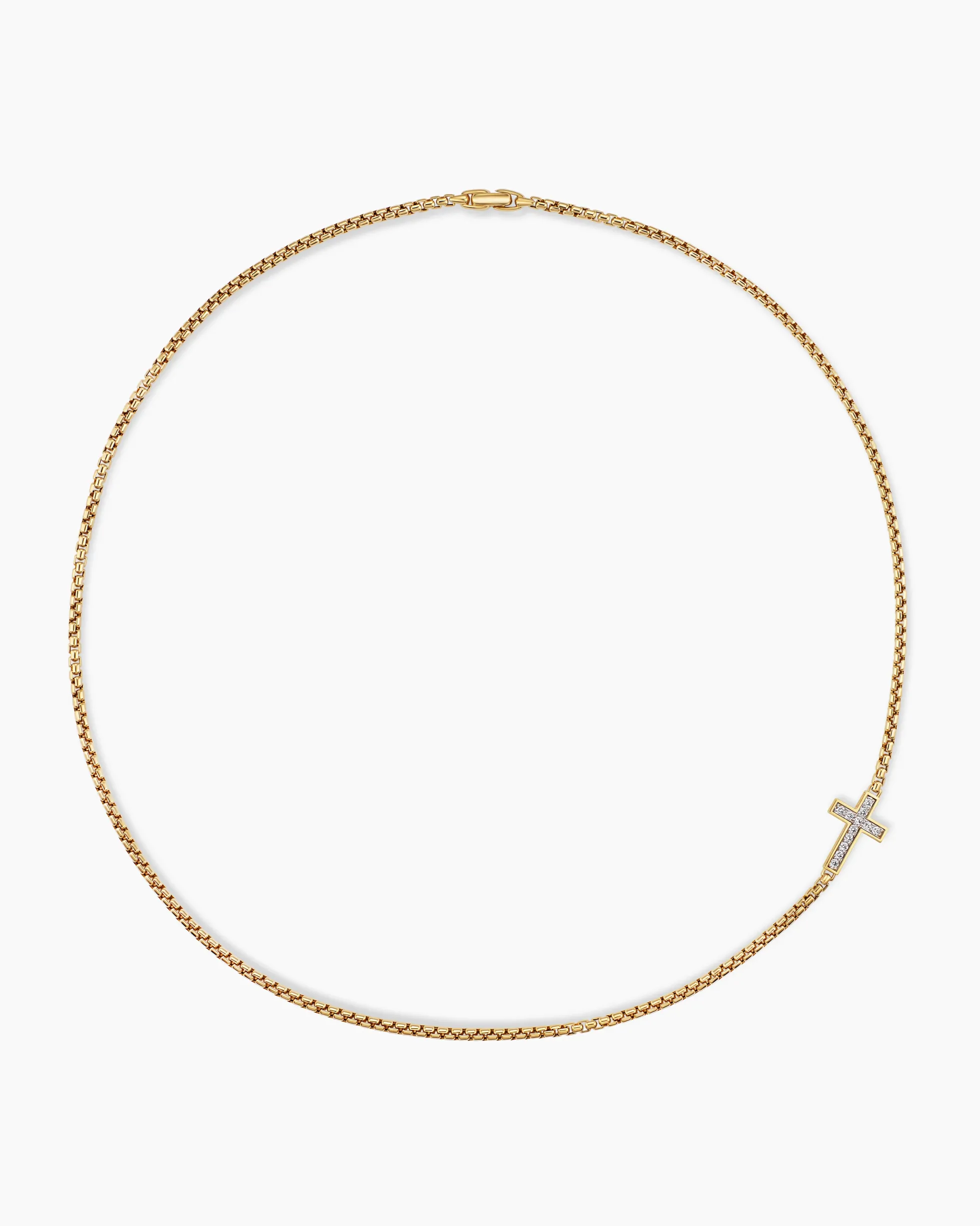 Cross Station Necklace 18K Yellow Gold with Diamonds, 3.4mm
