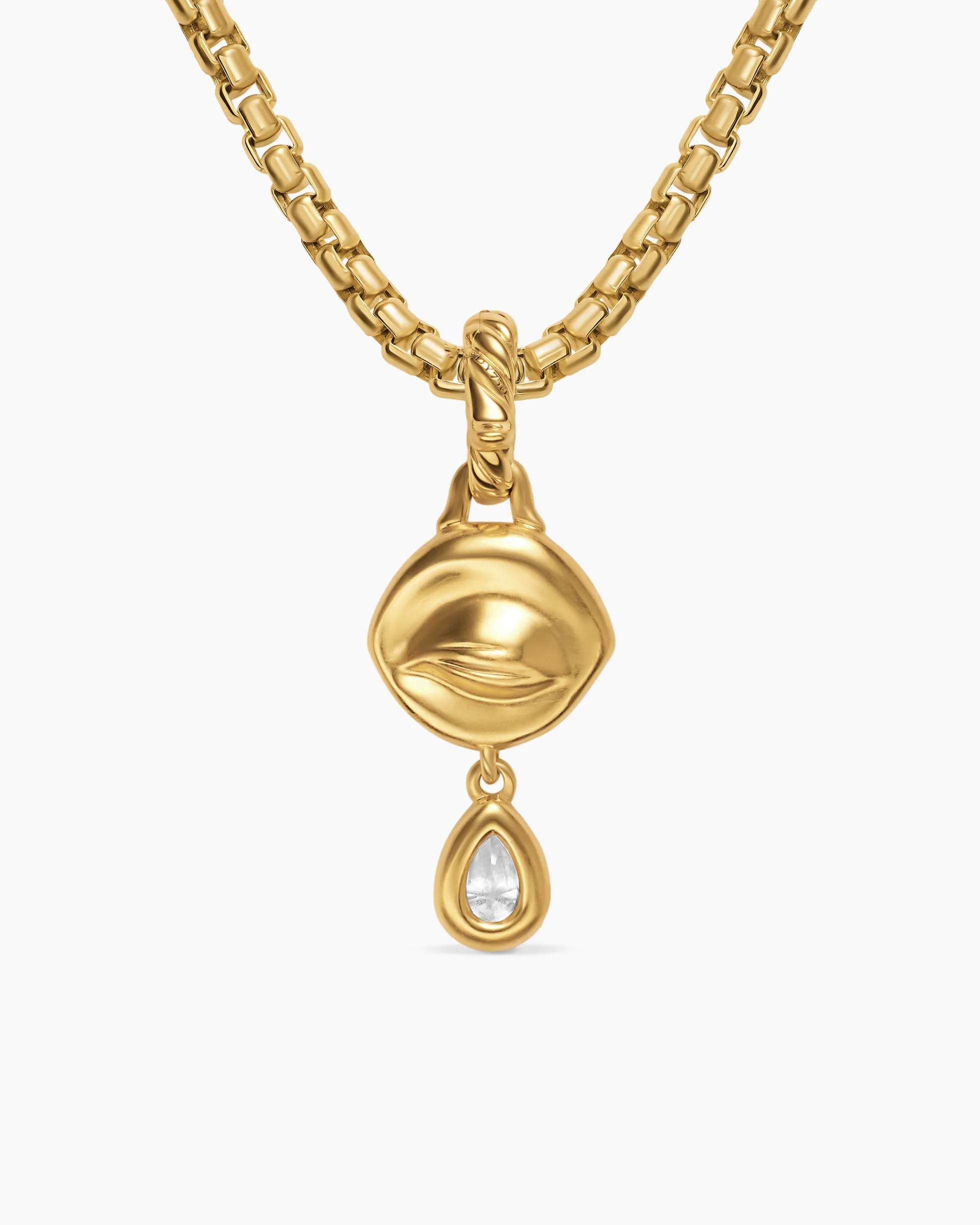 Crying Eye Amulet 18K Yellow Gold with Blue Spinel and Diamond, 16.7mm