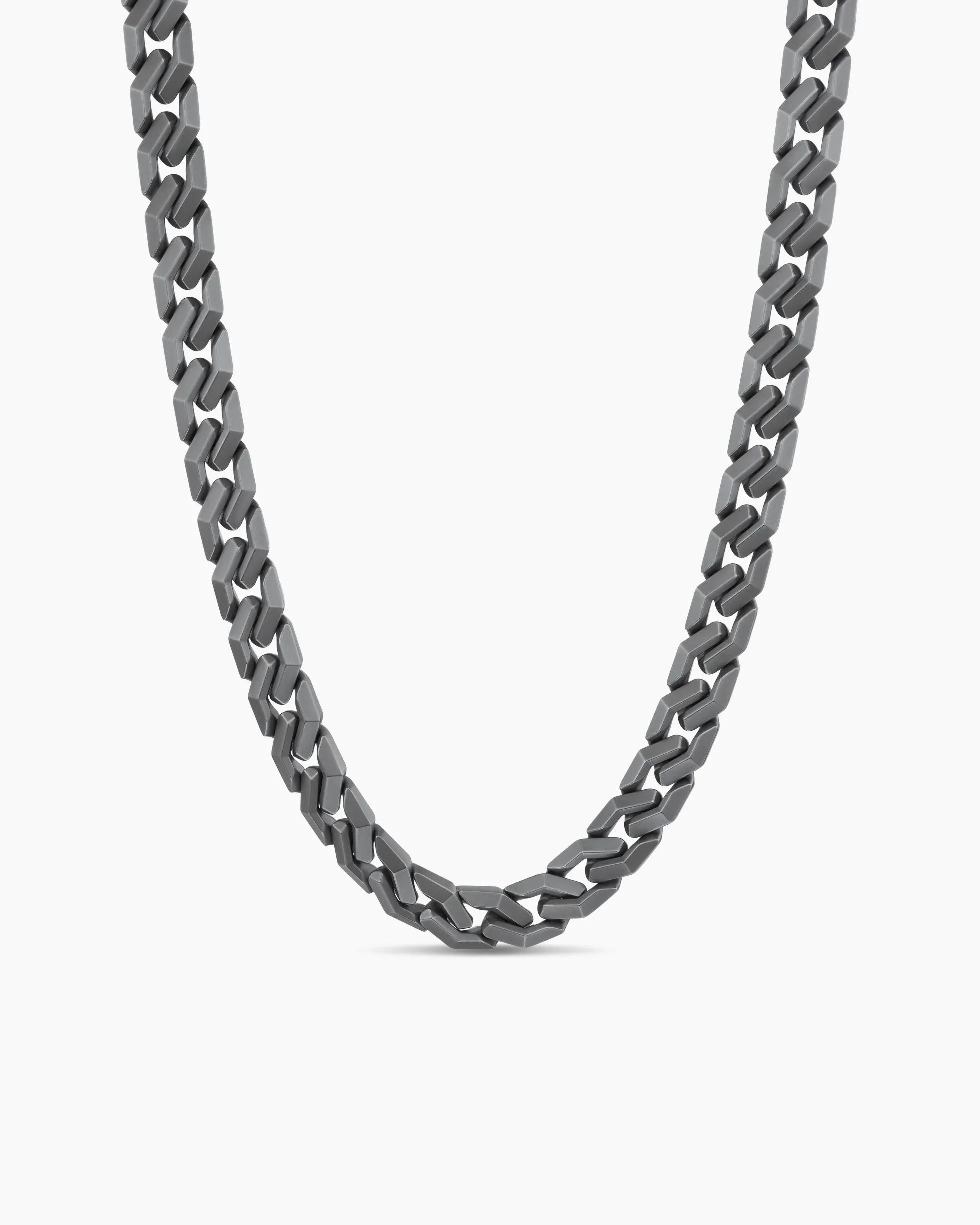 Curb Chain Angular Link Necklace Anthracite Titanium, 11.5mm