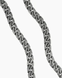 Curb Chain Angular Link Necklace Anthracite Titanium, 11.5mm
