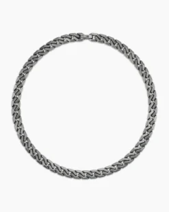 Curb Chain Angular Link Necklace Anthracite Titanium, 11.5mm
