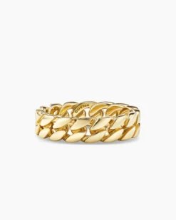 Curb Chain Band Ring 18K Yellow Gold, 6mm