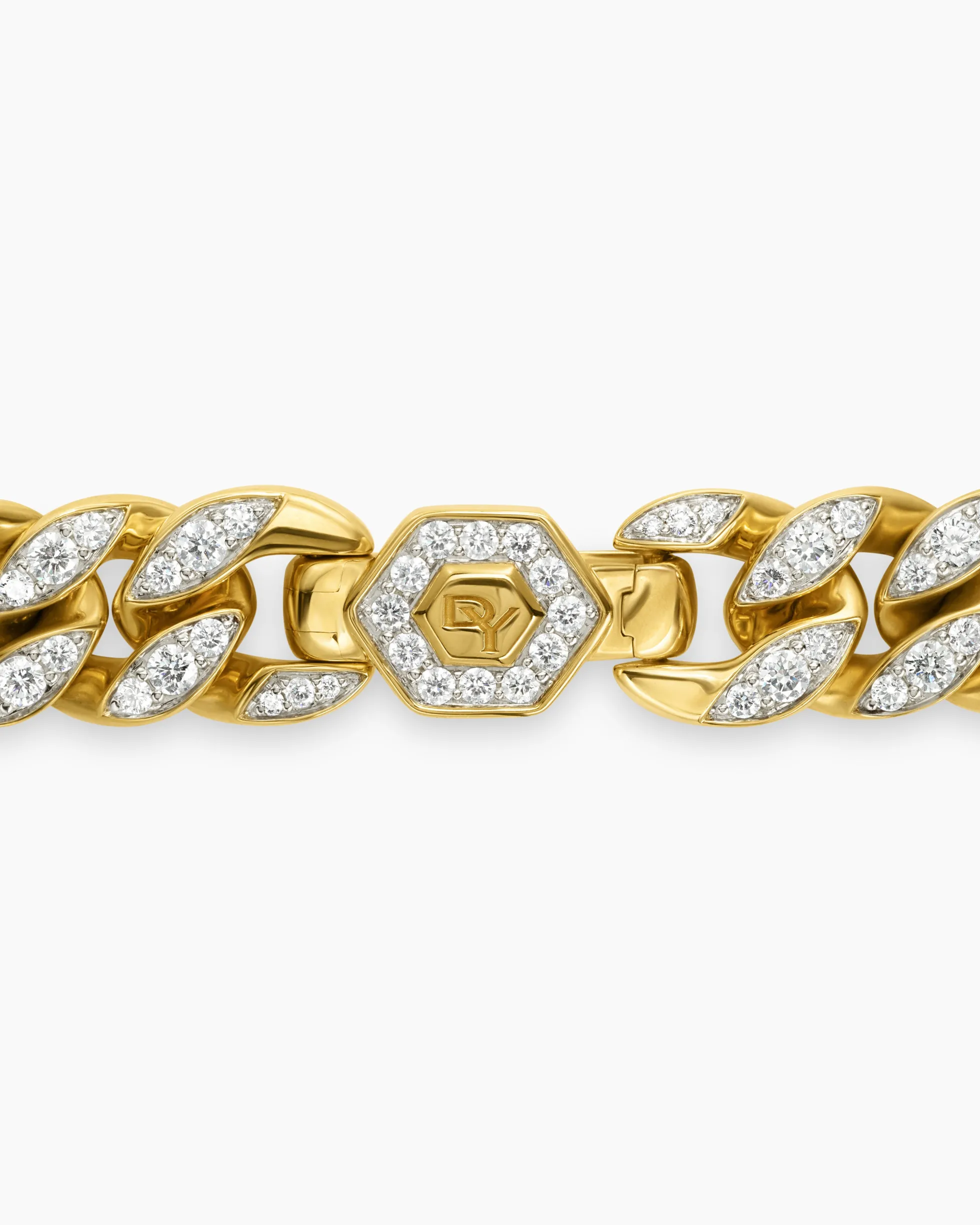 Curb Chain Bracelet 18K Yellow Gold with Diamonds, 11.5mm