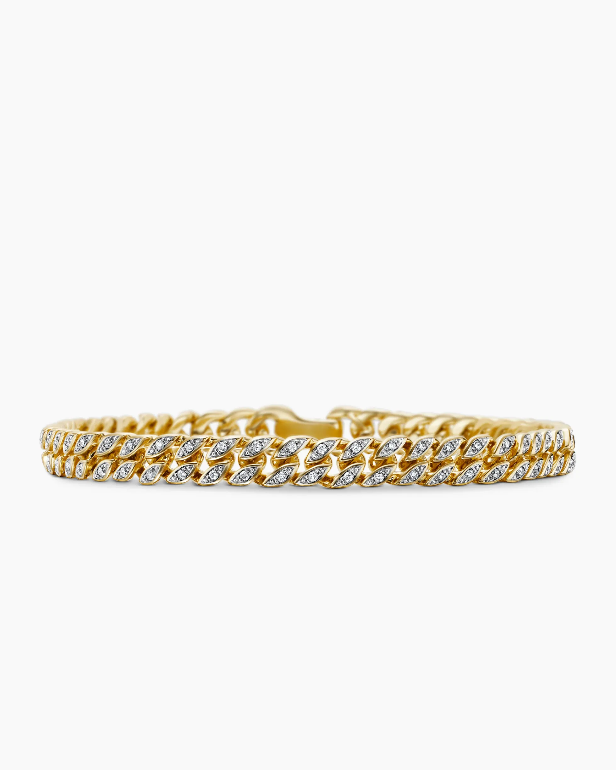 Curb Chain Bracelet 18K Yellow Gold with Diamonds, 6mm