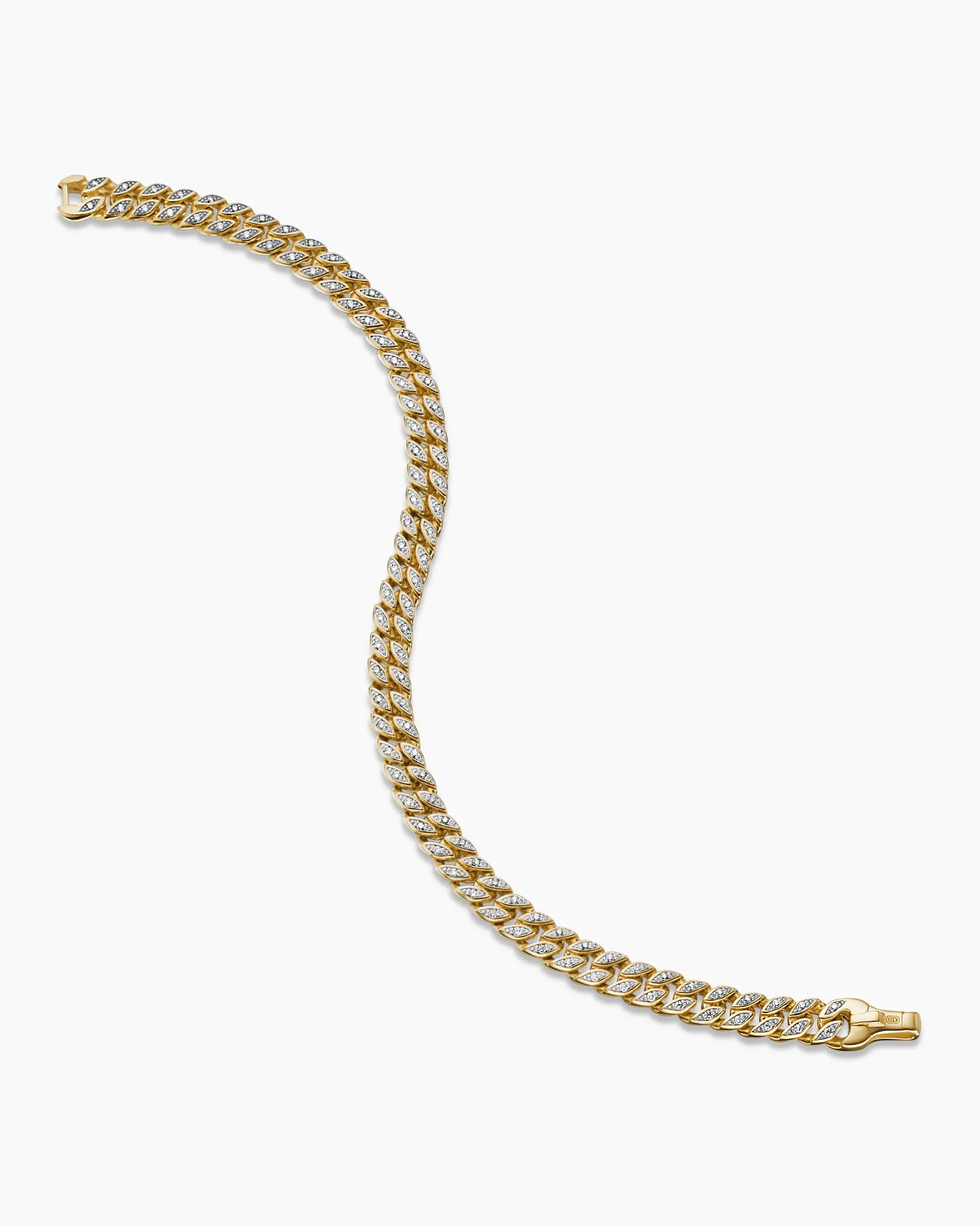 Curb Chain Bracelet 18K Yellow Gold with Diamonds, 6mm