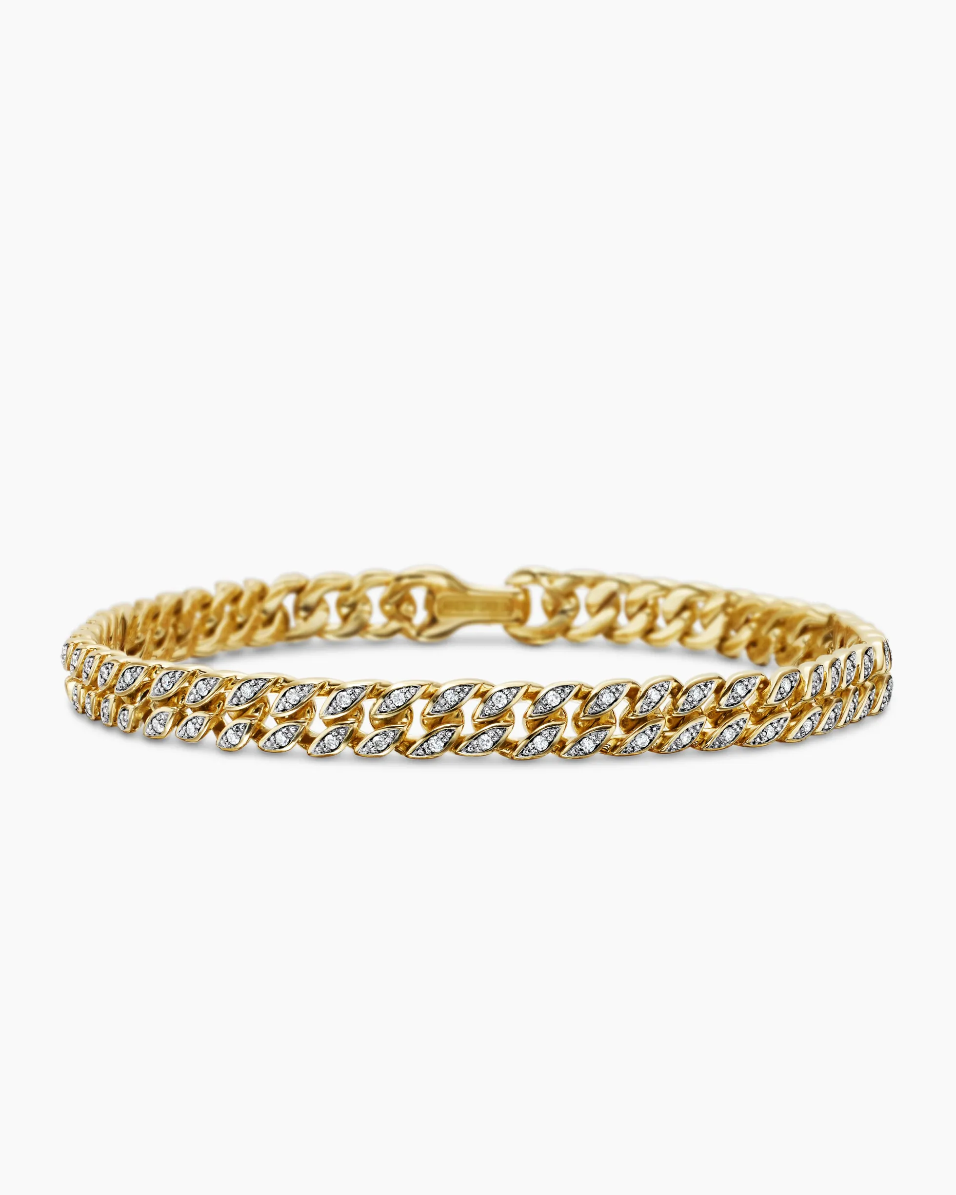 Curb Chain Bracelet 18K Yellow Gold with Diamonds, 6mm