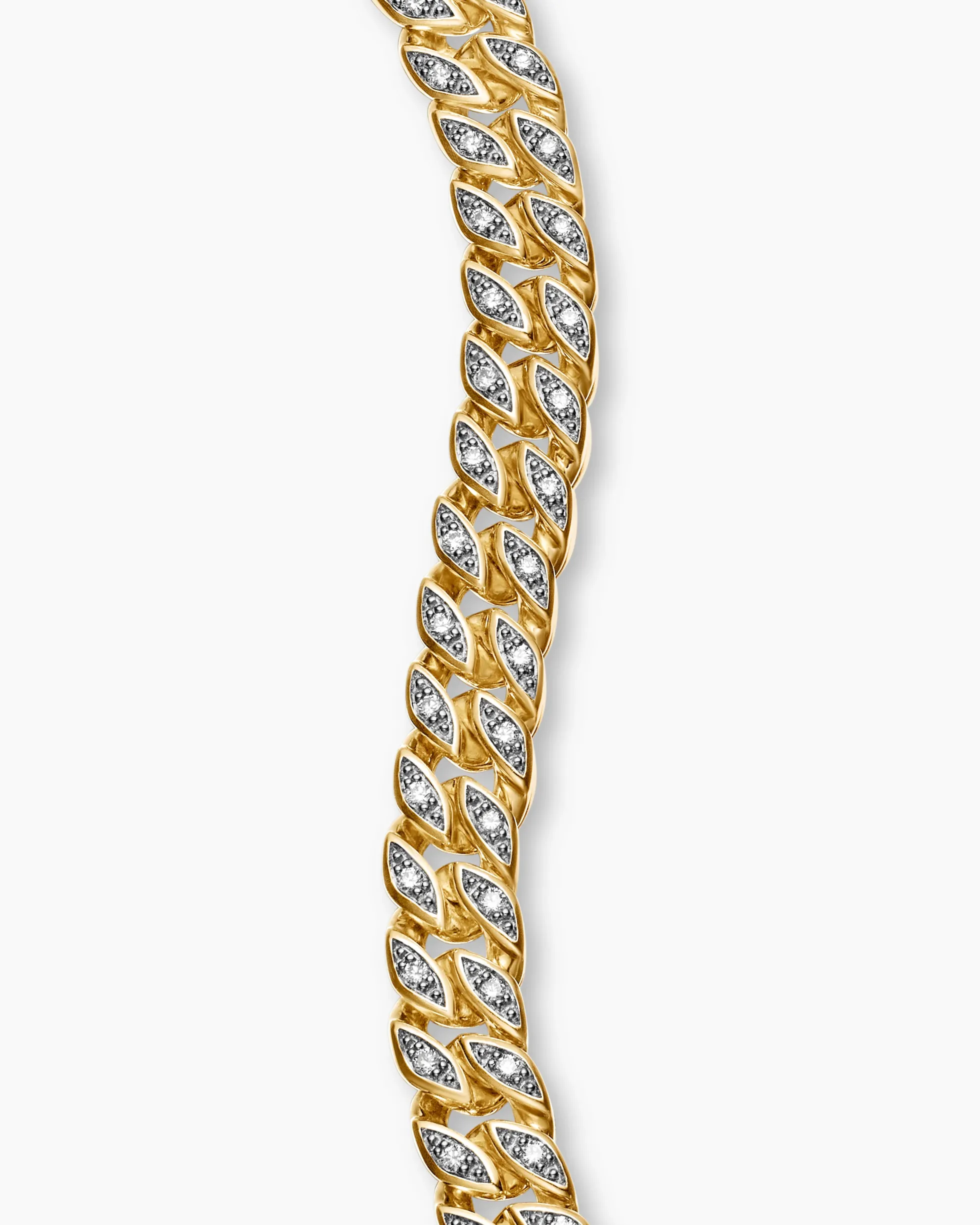 Curb Chain Bracelet 18K Yellow Gold with Diamonds, 6mm