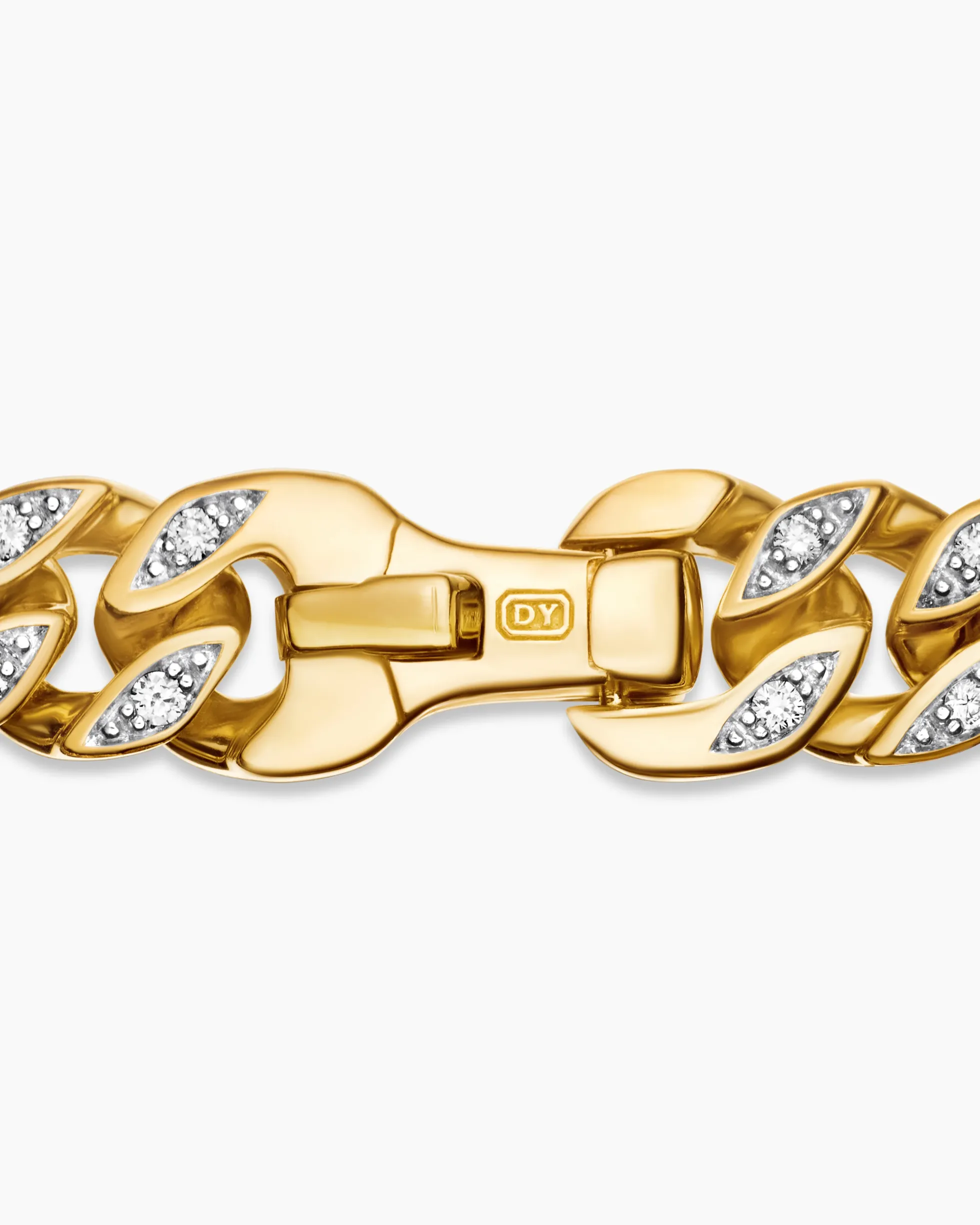 Curb Chain Bracelet 18K Yellow Gold with Diamonds, 6mm
