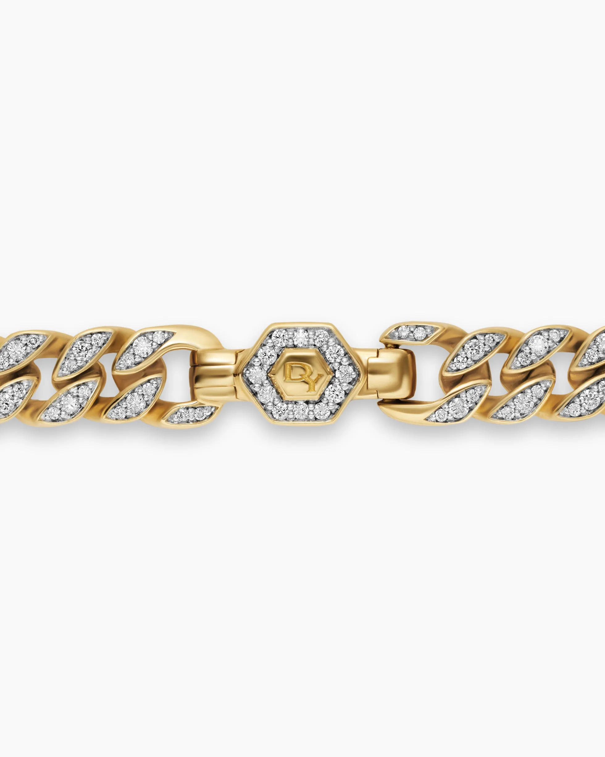Curb Chain Bracelet 18K Yellow Gold with Diamonds, 7mm