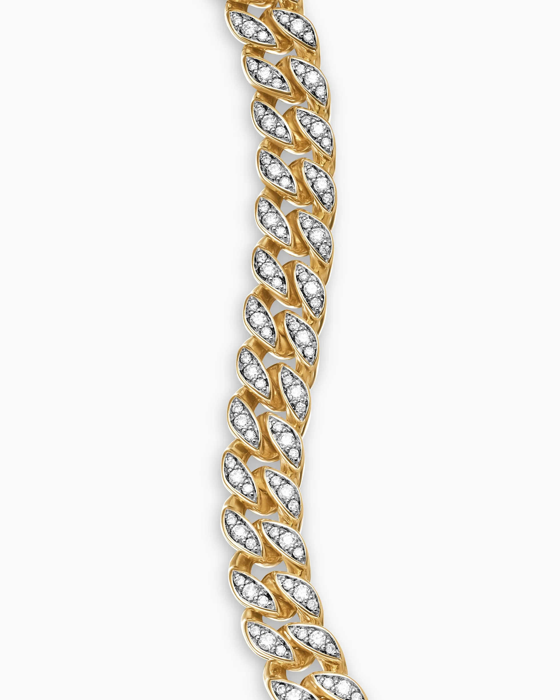 Curb Chain Bracelet 18K Yellow Gold with Diamonds, 7mm