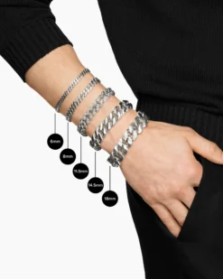 Curb Chain Bracelet Sterling Silver, 8mm