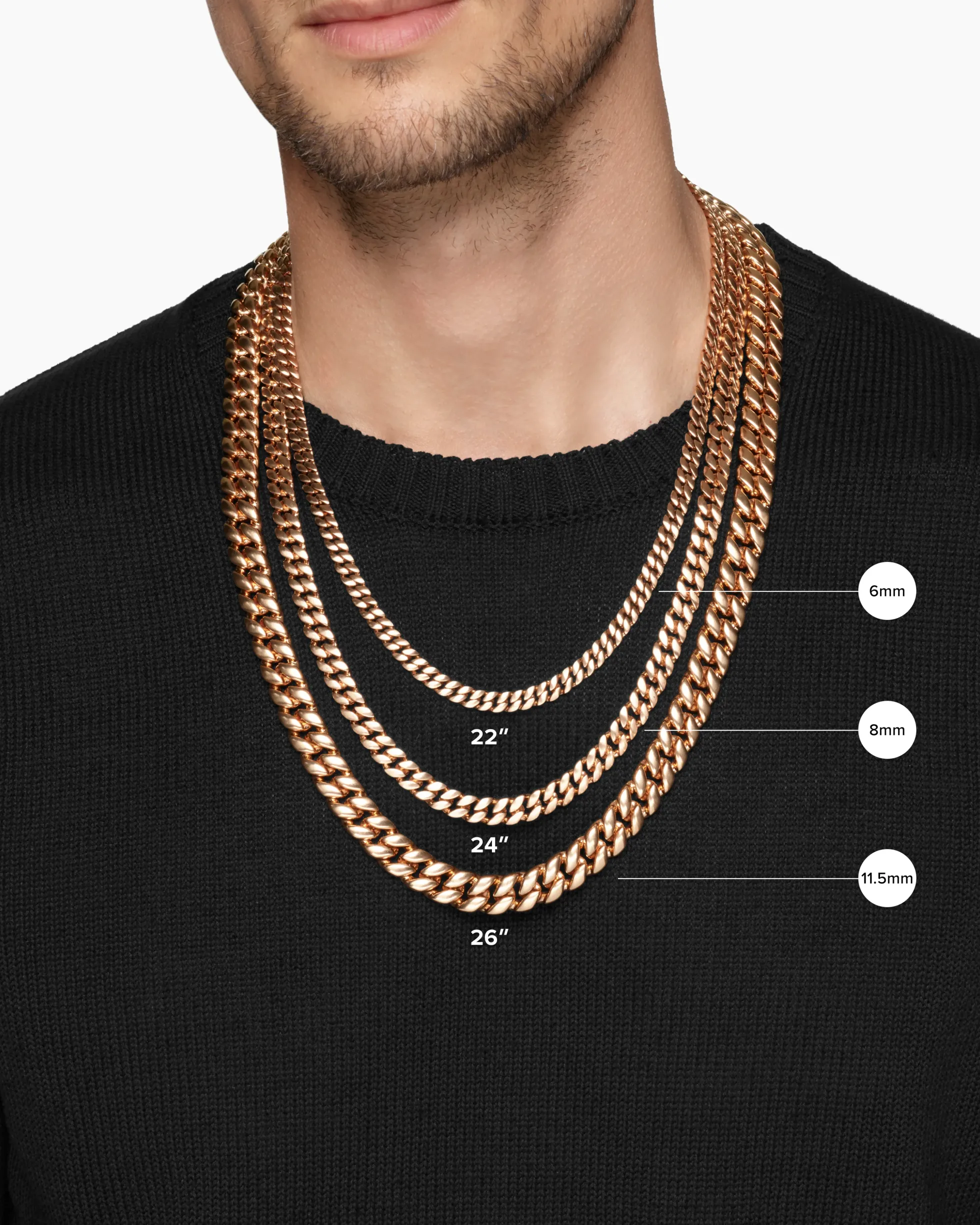 Curb Chain Necklace 18K Rose Gold, 11.5mm
