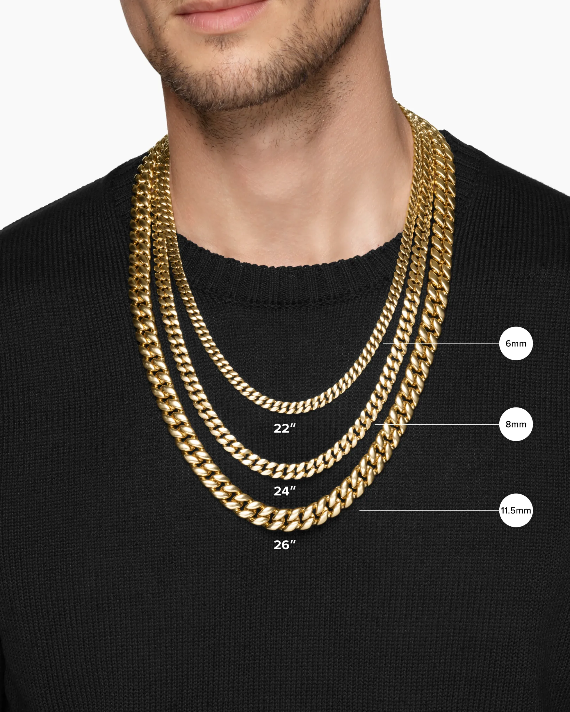 Curb Chain Necklace 18K Yellow Gold with Diamonds, 8mm