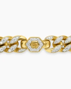 Curb Chain Necklace 18K Yellow Gold with Diamonds, 11.5mm