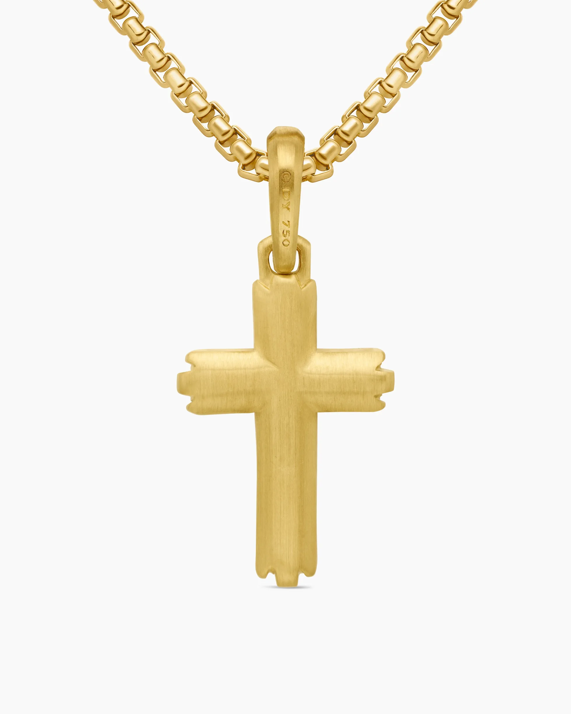 Deco Cross Pendant 18K Yellow Gold, 27mm