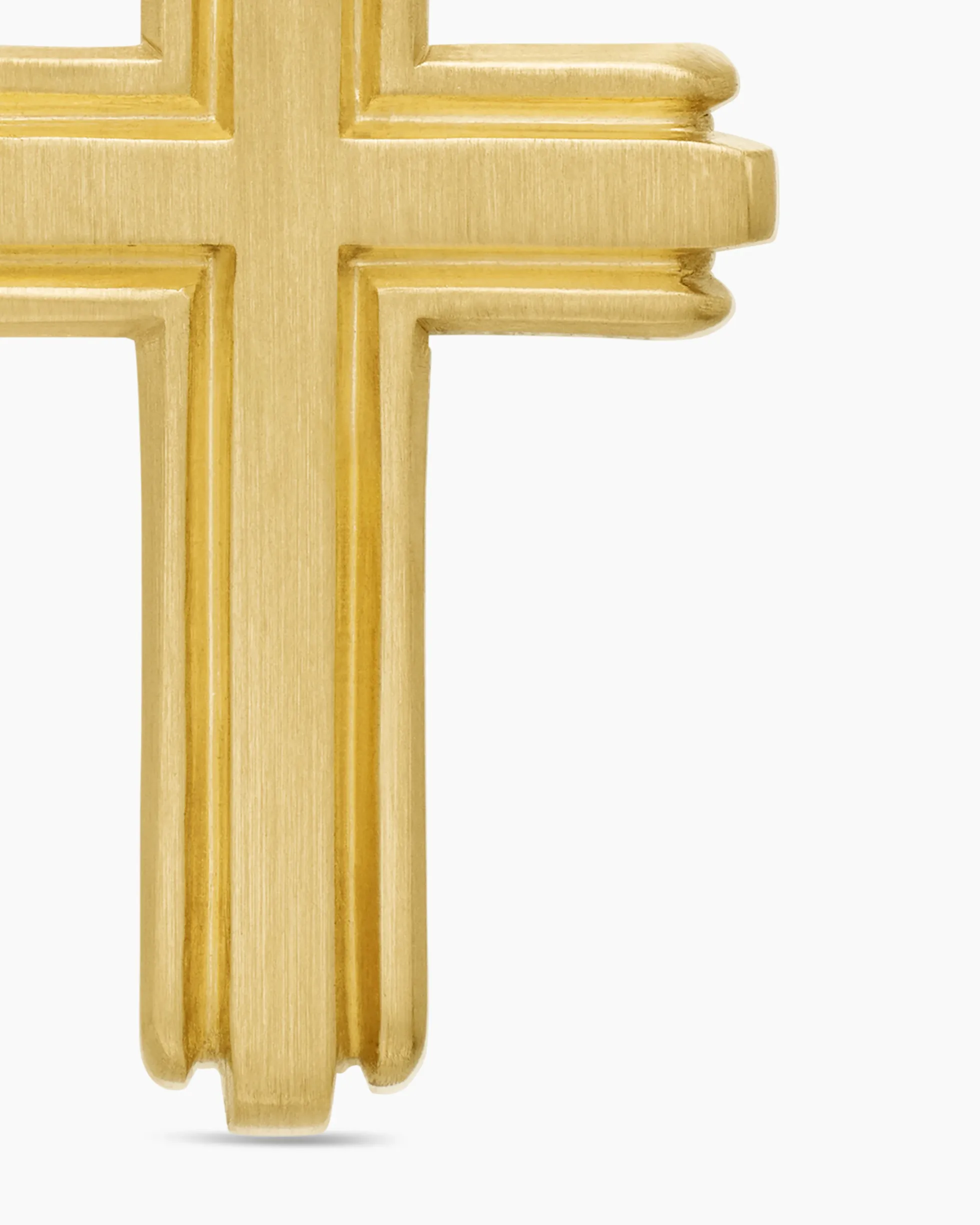 Deco Cross Pendant 18K Yellow Gold, 27mm