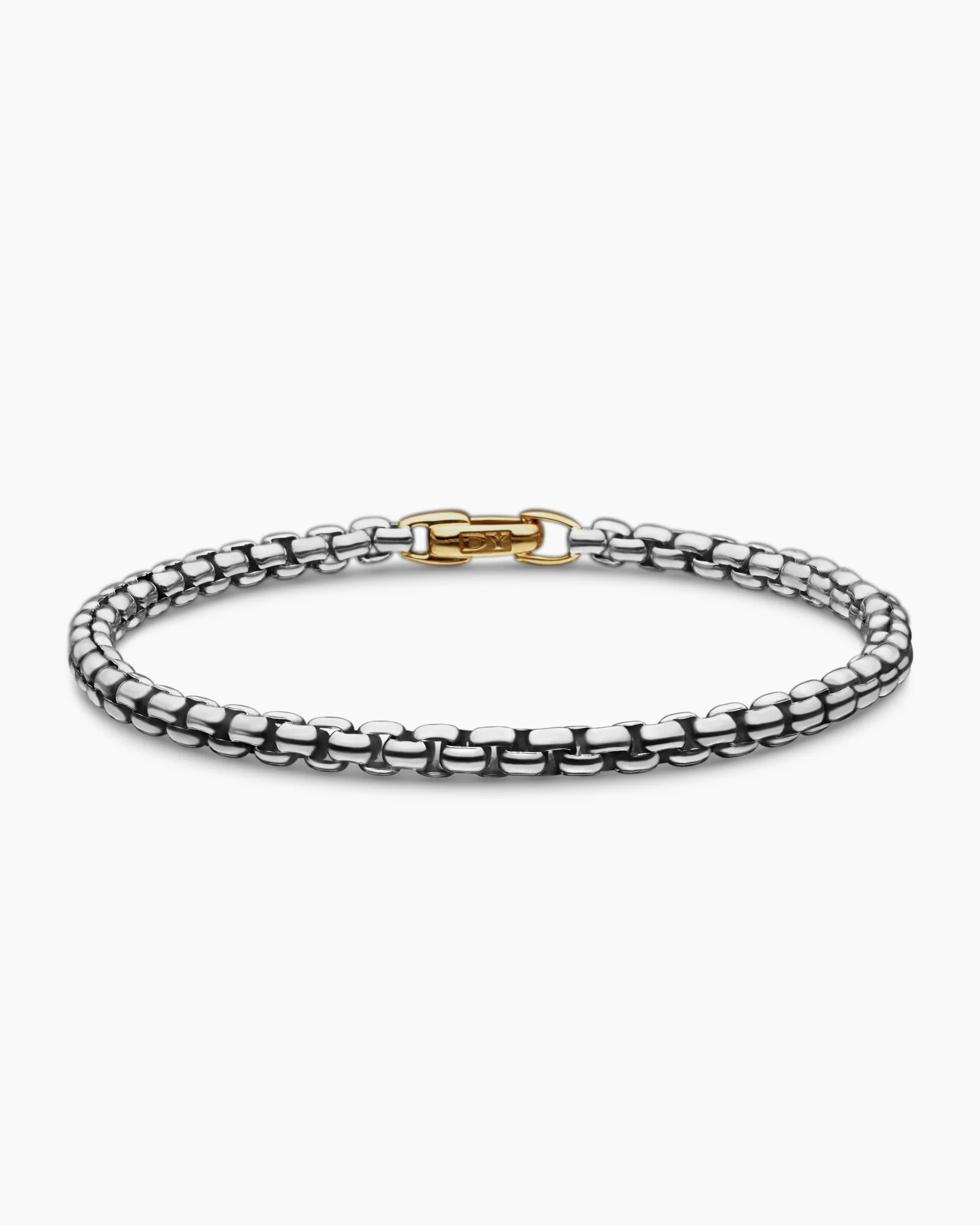 DY Bel Aire Box Chain Bracelet Sterling Silver with 14K Yellow Gold, 4mm