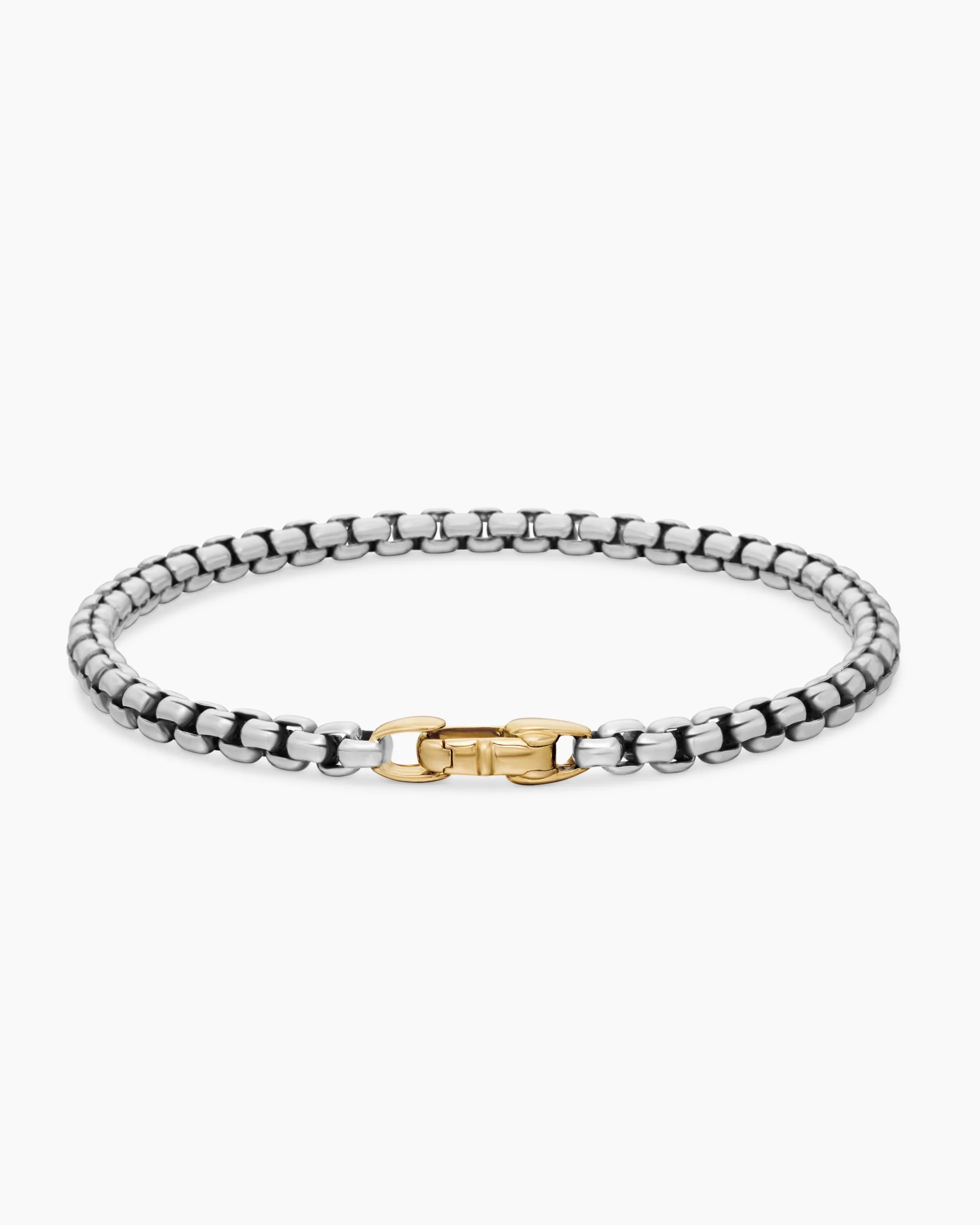 DY Bel Aire Box Chain Bracelet Sterling Silver with 14K Yellow Gold, 4mm