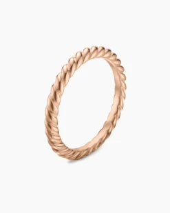 DY Cable Band Ring 18K Rose Gold, 2mm
