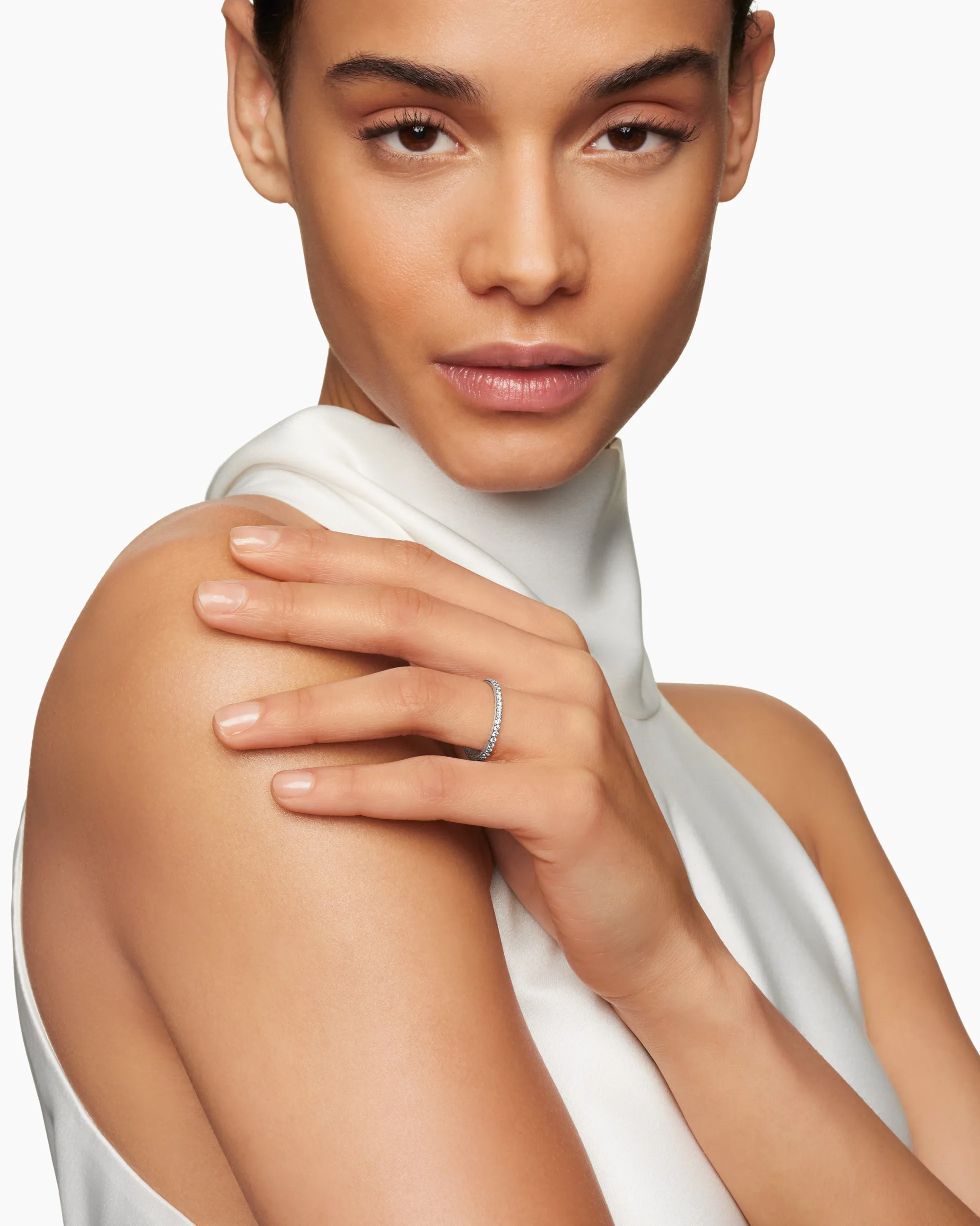 DY Eden Band Ring Platinum with Pavé Diamonds, 1.85mm