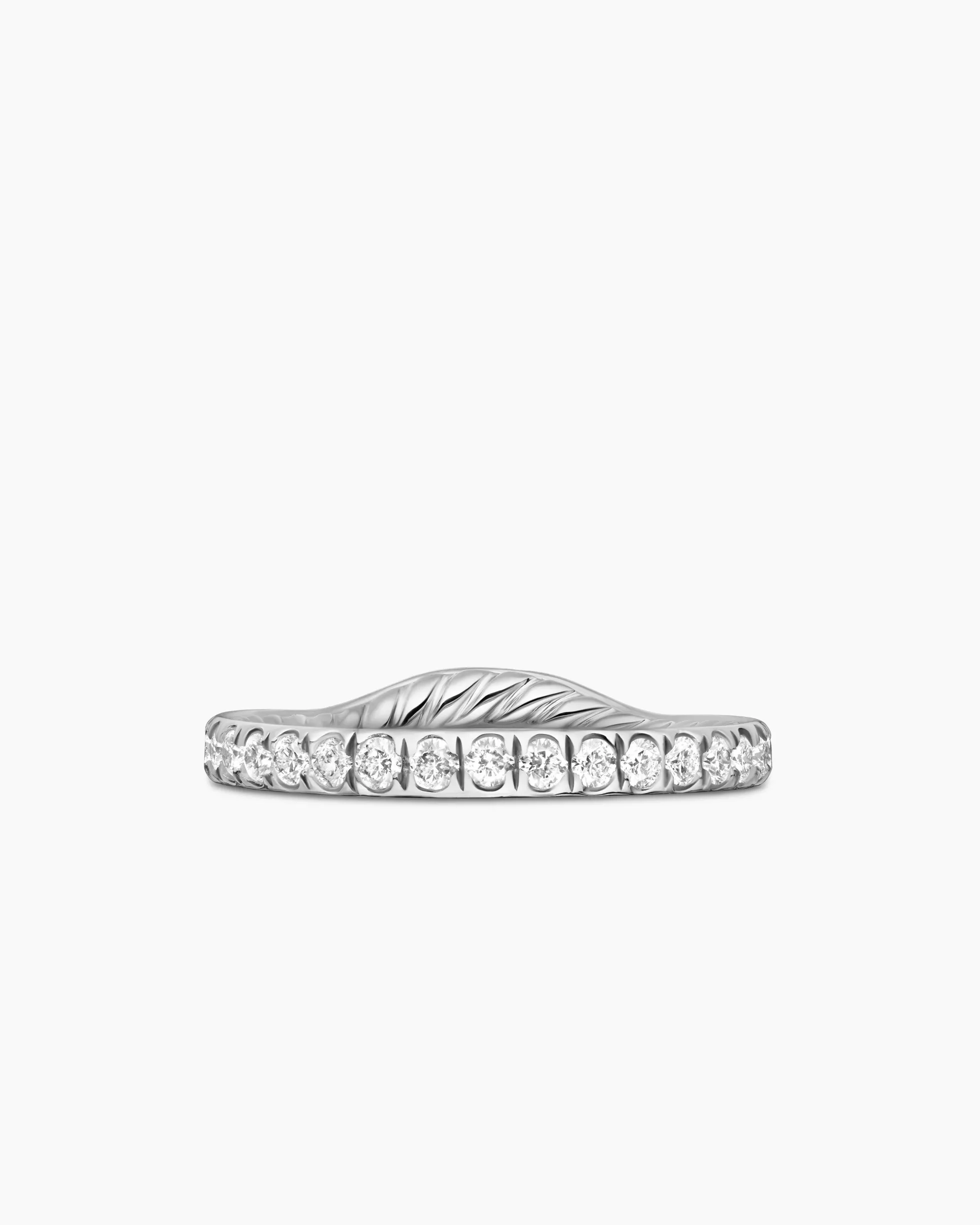 DY Eden Band Ring Platinum with Pavé Diamonds, 2.3mm
