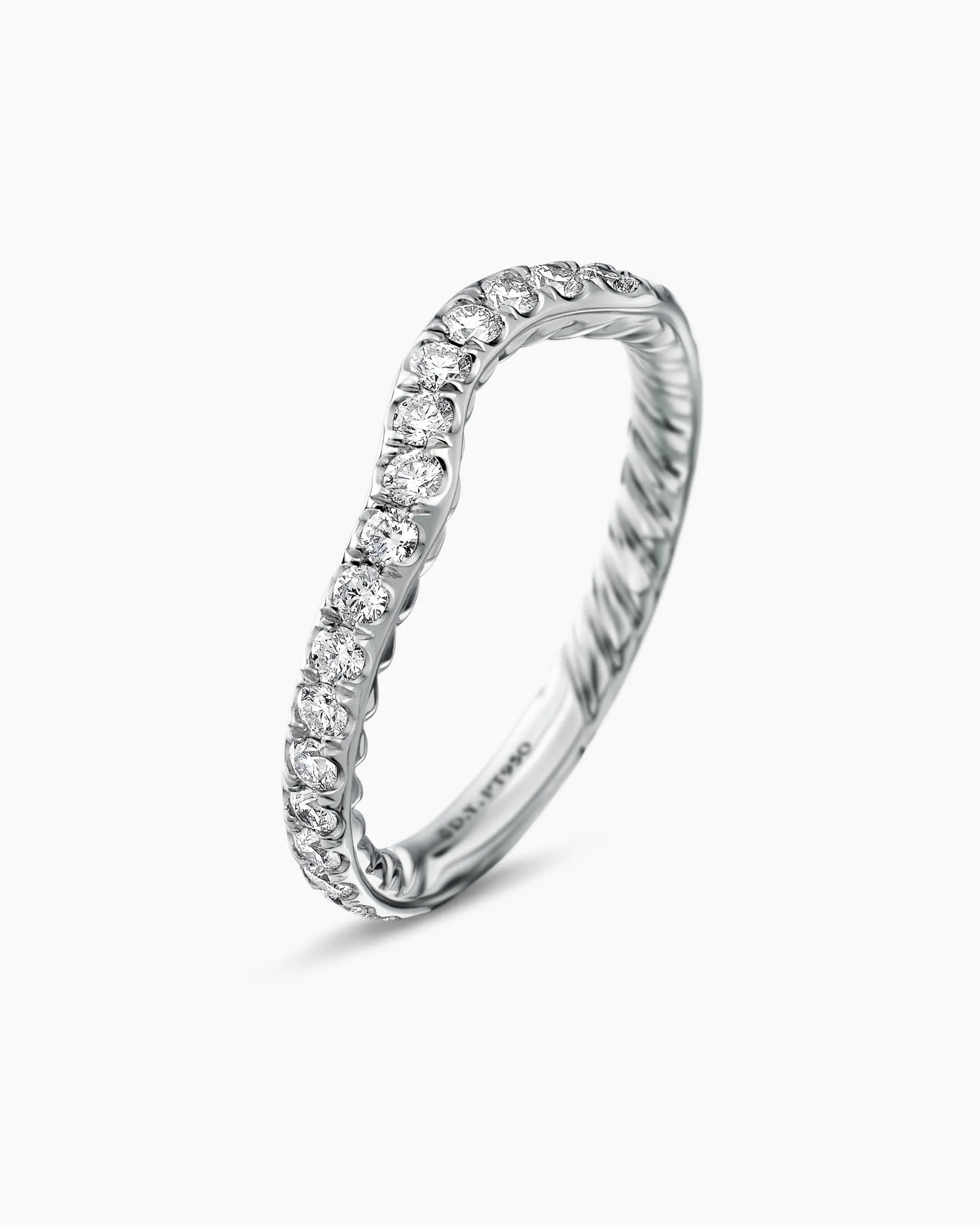 DY Eden Band Ring Platinum with Pavé Diamonds, 2.3mm