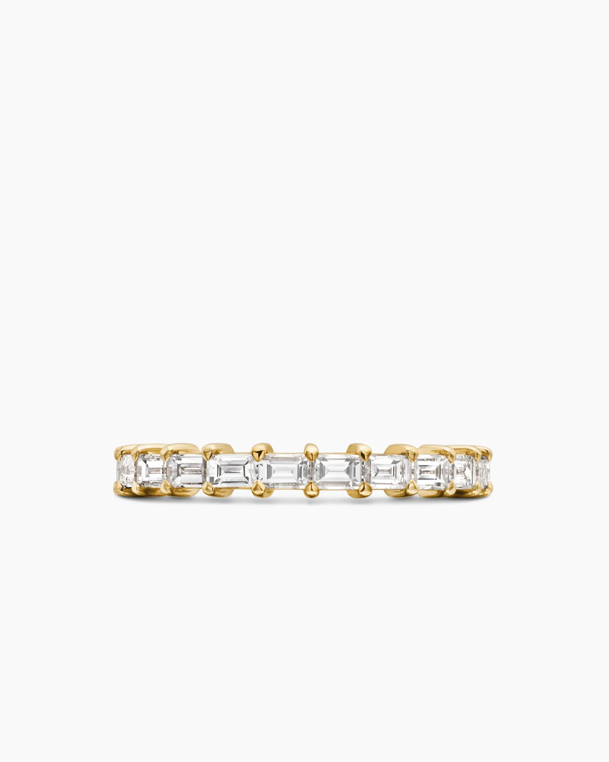 DY Eden Partway Band Ring 18K Yellow Gold with Baguette Diamonds, 2mm