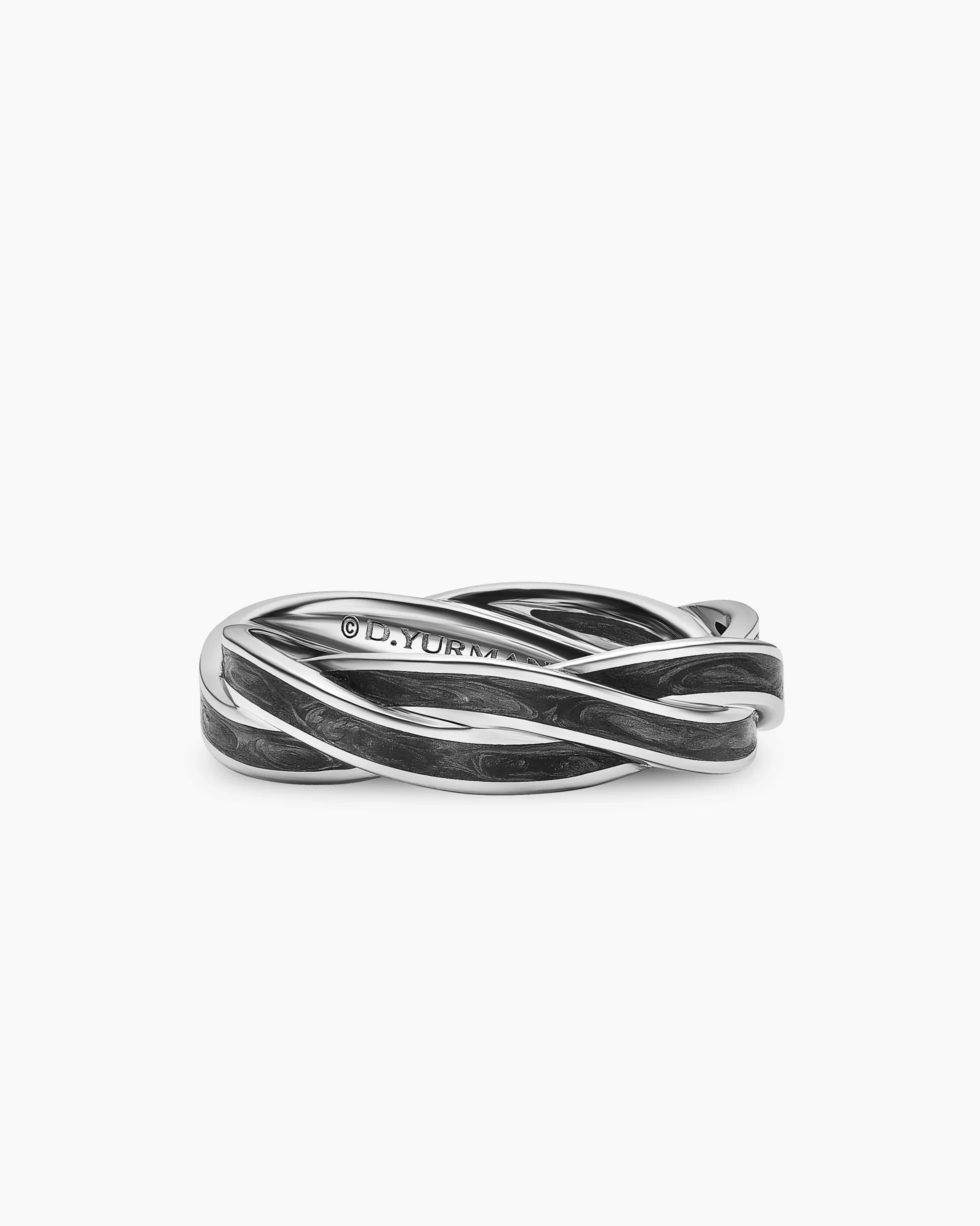 DY Helios™ Band Ring 18K White Gold with Forged Carbon, 6mm