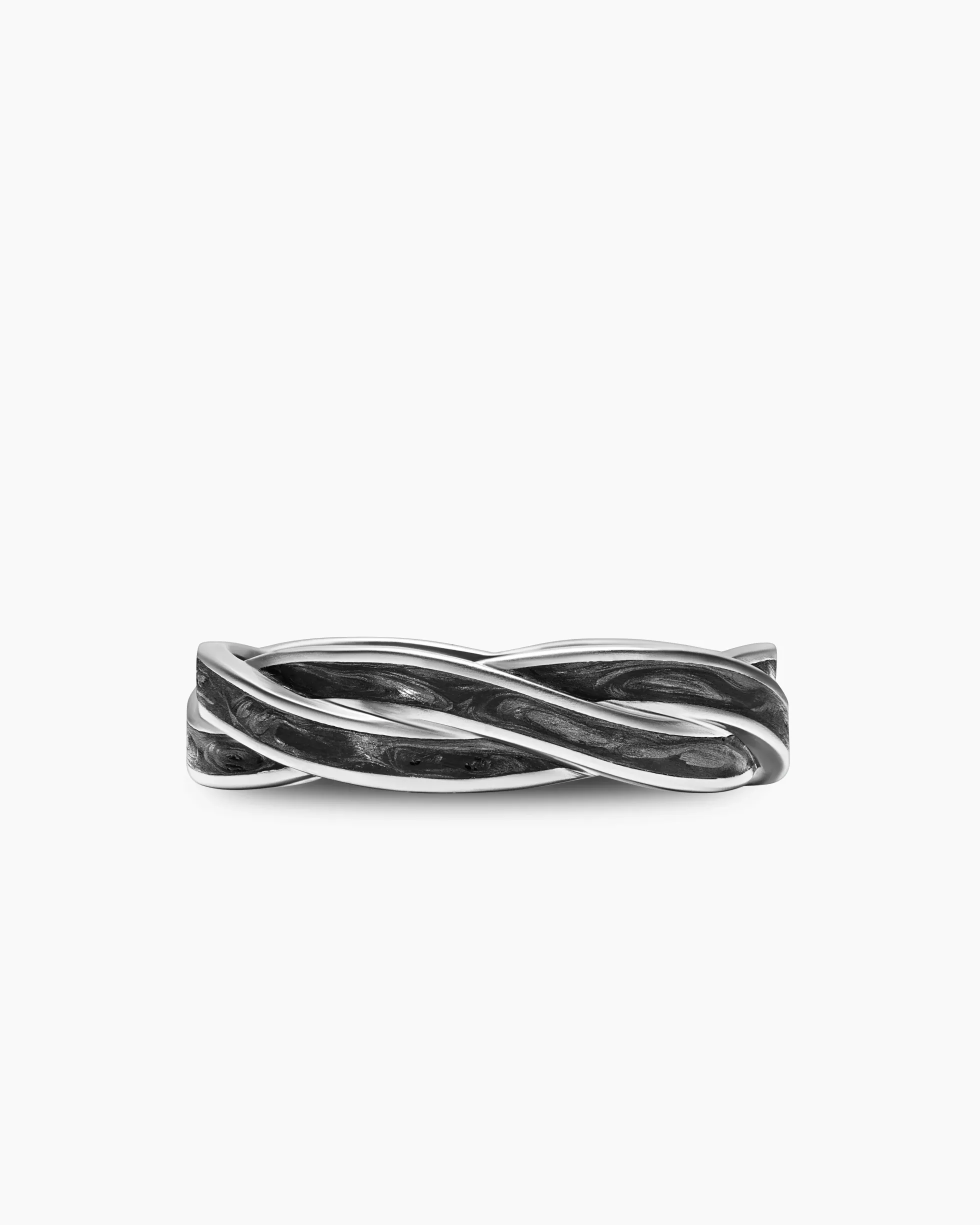 DY Helios™ Band Ring 18K White Gold with Forged Carbon, 6mm