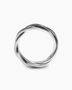 DY Helios™ Band Ring 18K White Gold with Forged Carbon, 6mm