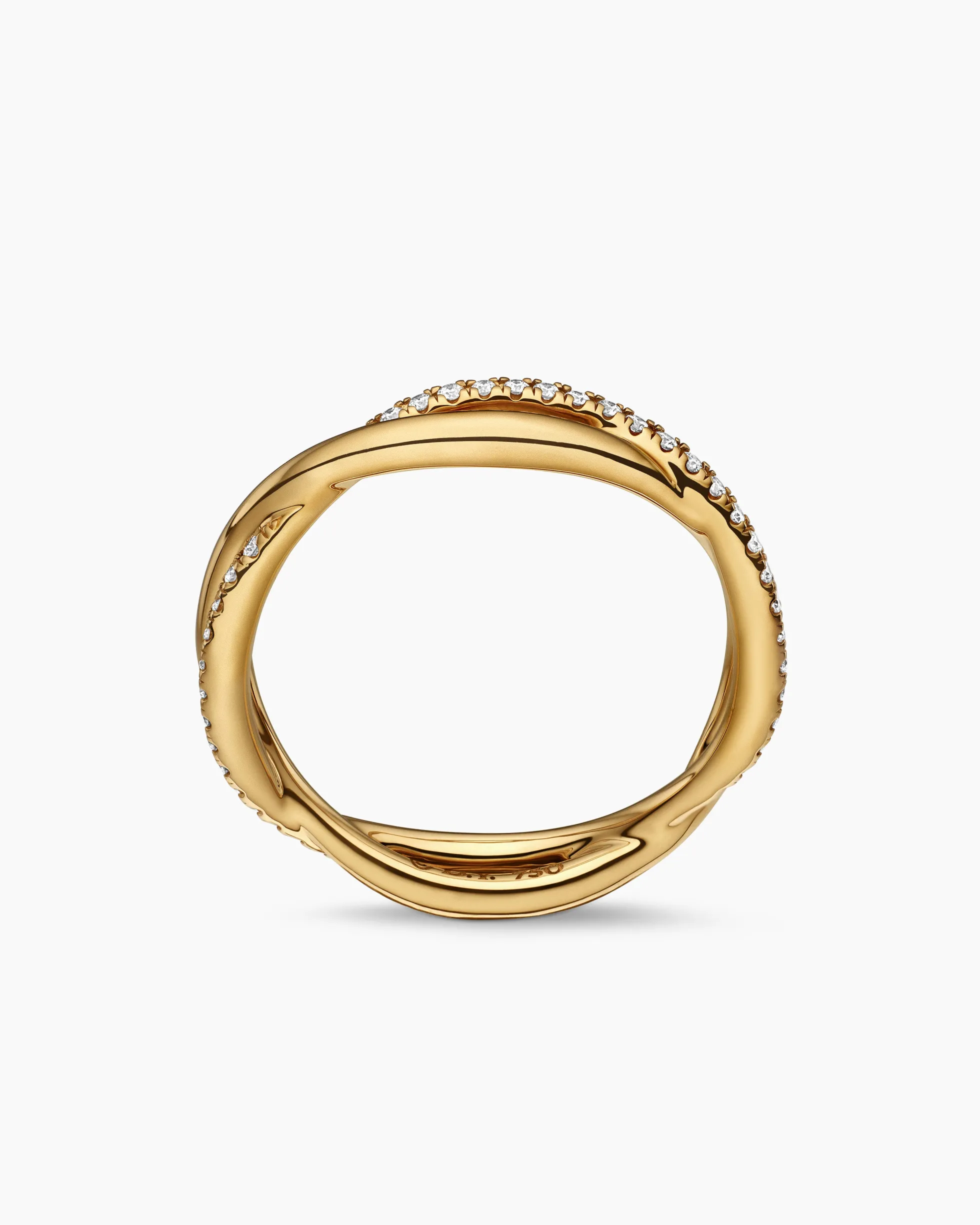 DY Infinity Band Ring 18K Yellow Gold with Diamonds, 4.18mm