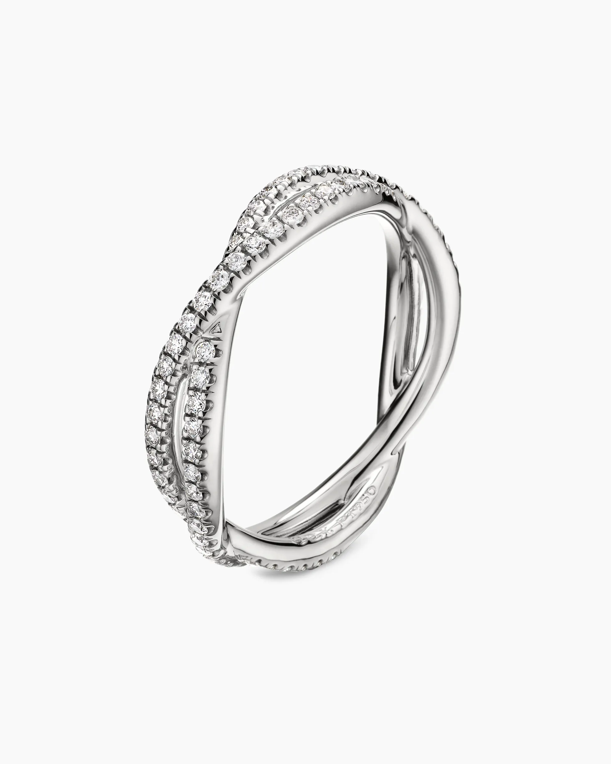 DY Infinity Band Ring Platinum with Diamonds, 4.18mm