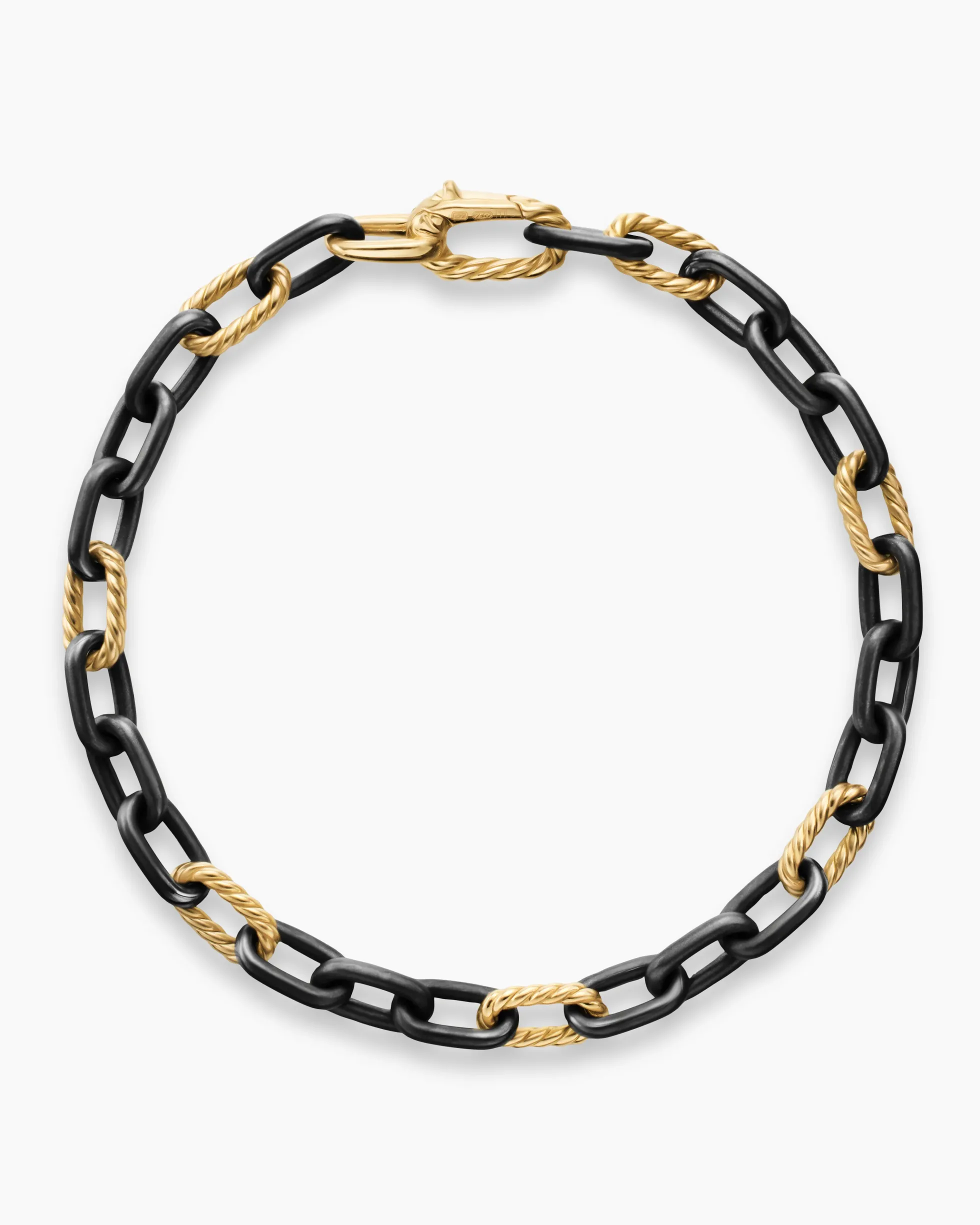 DY Madison® Chain Bracelet Black Titanium with 18K Yellow Gold, 6mm