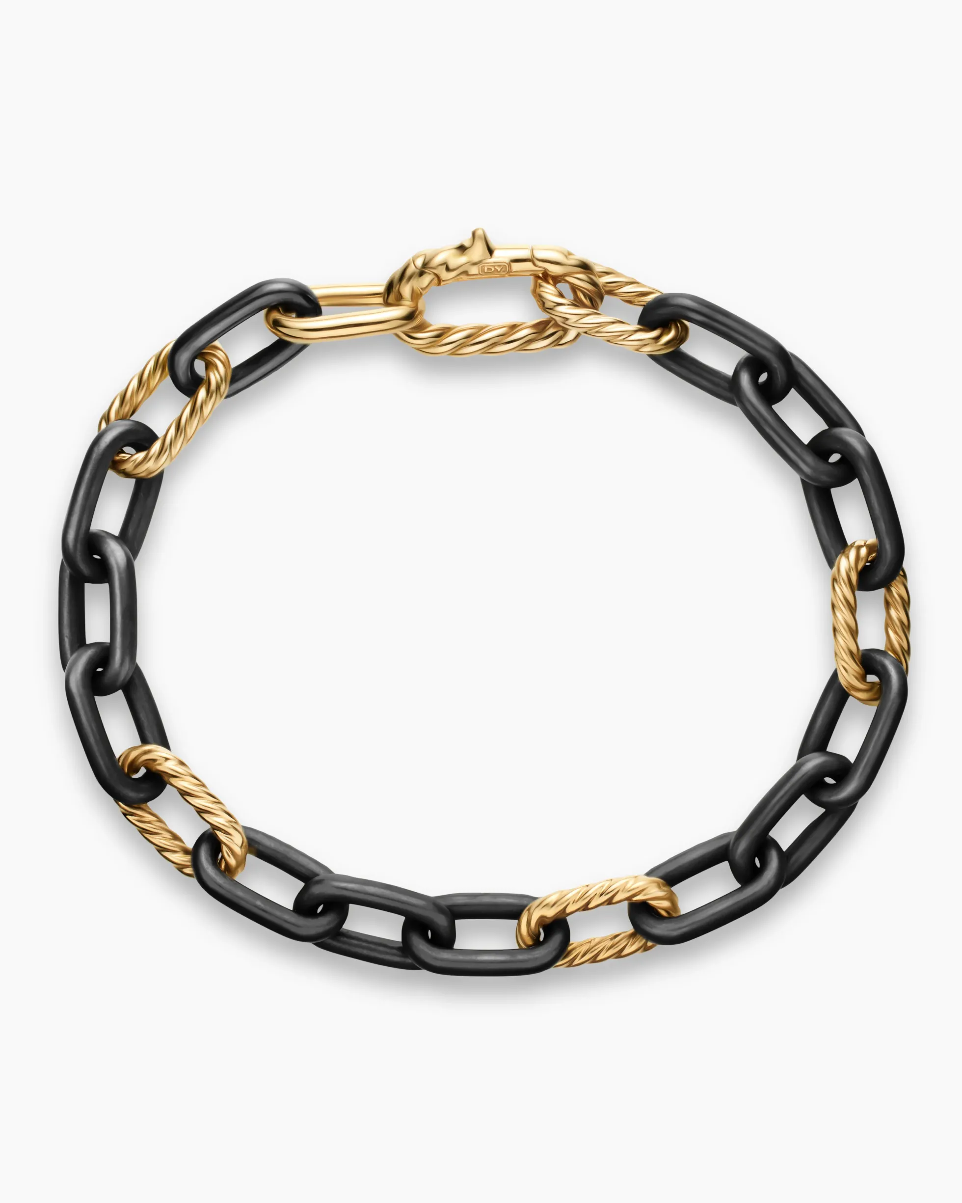 DY Madison® Chain Bracelet Black Titanium with 18K Yellow Gold, 8.5mm