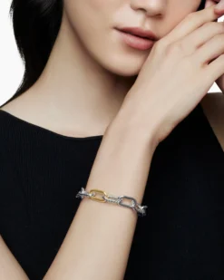 DY Madison® Chain Bracelet Sterling Silver with 18K Yellow Gold, 11mm