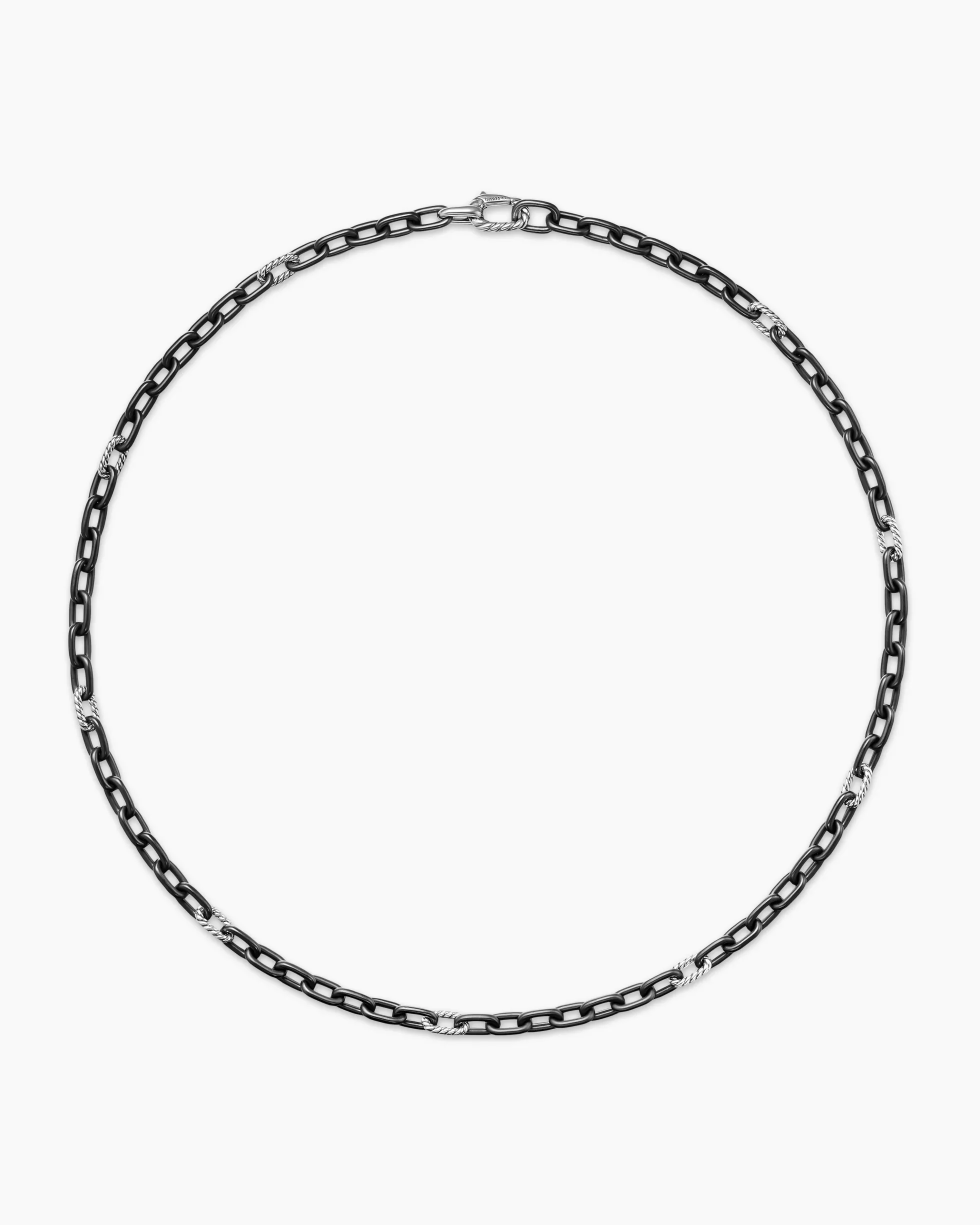 DY Madison® Chain Necklace Black Titanium with Sterling Silver, 6mm