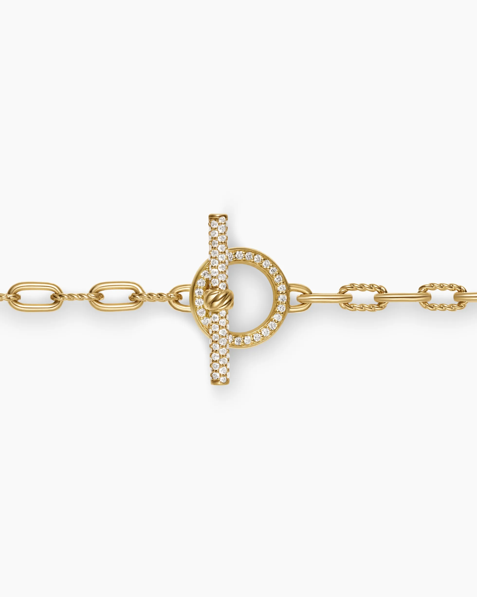 DY Madison® Pavé Toggle Chain Necklace 18K Yellow Gold with Diamonds, 3mm