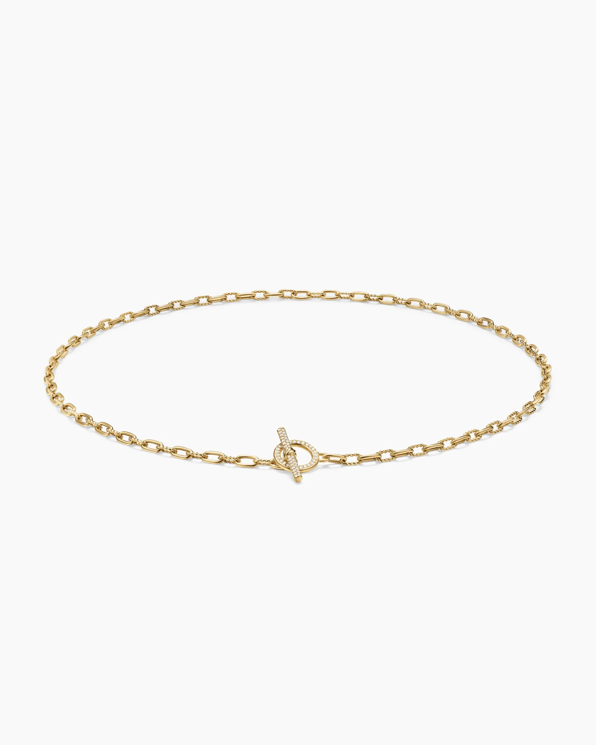 DY Madison® Pavé Toggle Chain Necklace 18K Yellow Gold with Diamonds, 3mm
