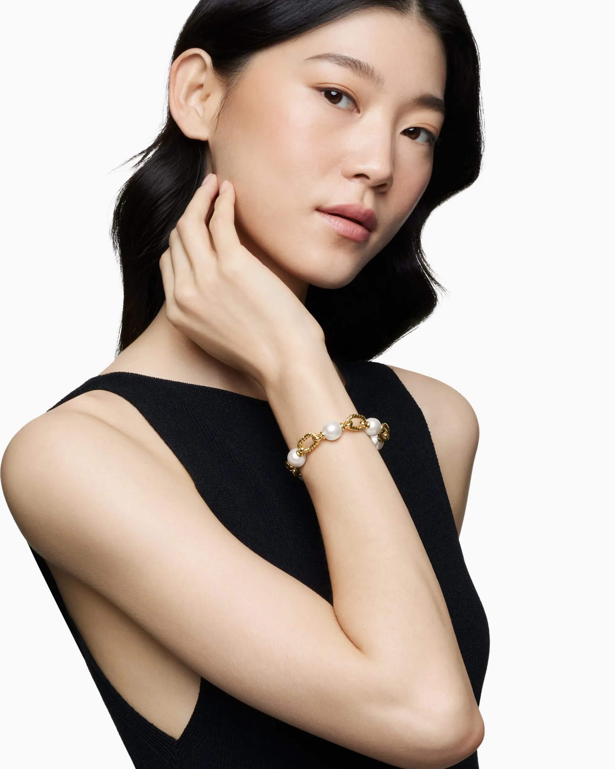 DY Madison® Pearl Chain Bracelet 18K Yellow Gold with Pearls, 11mm