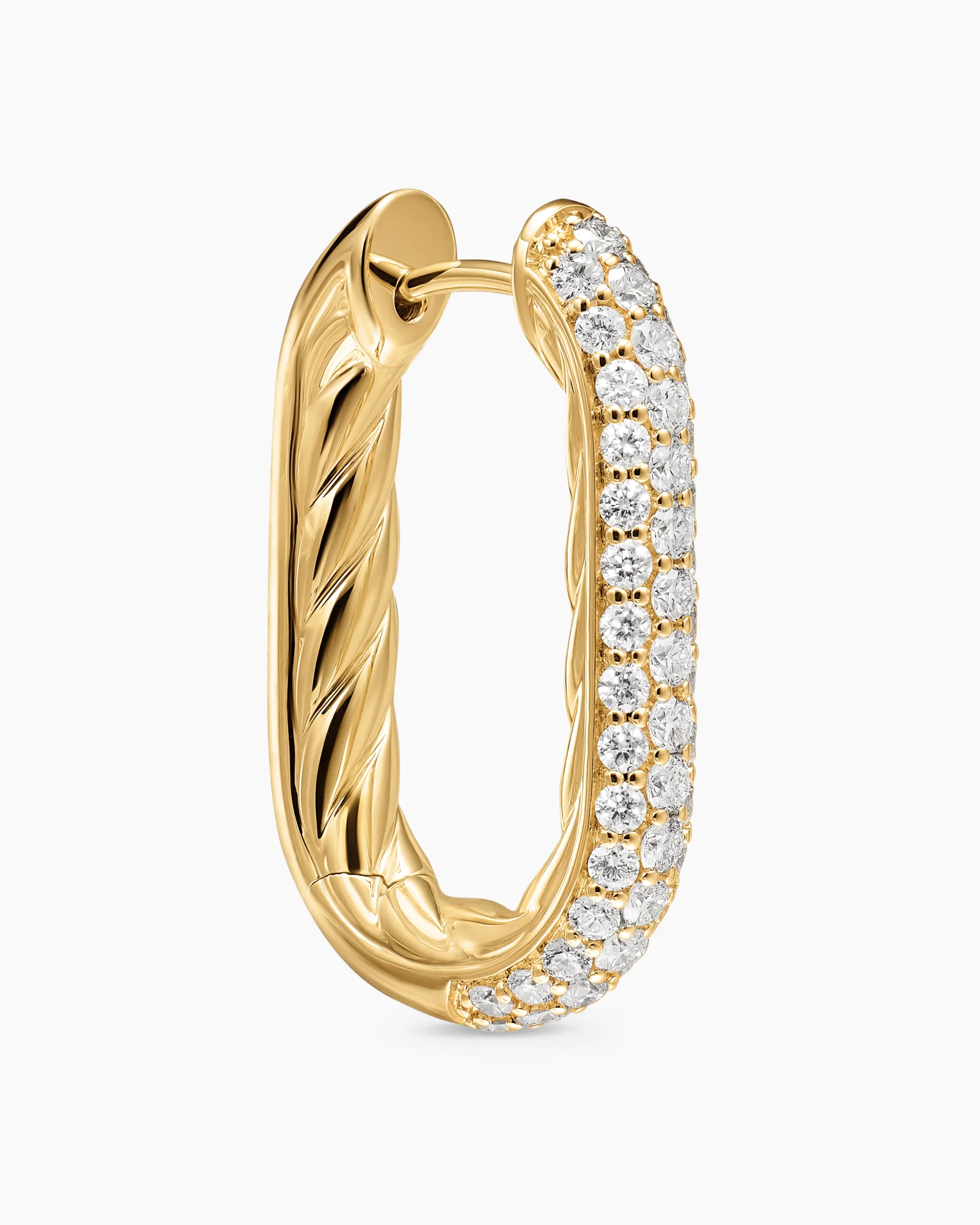 DY Madison® Smooth Hoop Earrings 18K Yellow Gold with Diamonds, 24.3mm