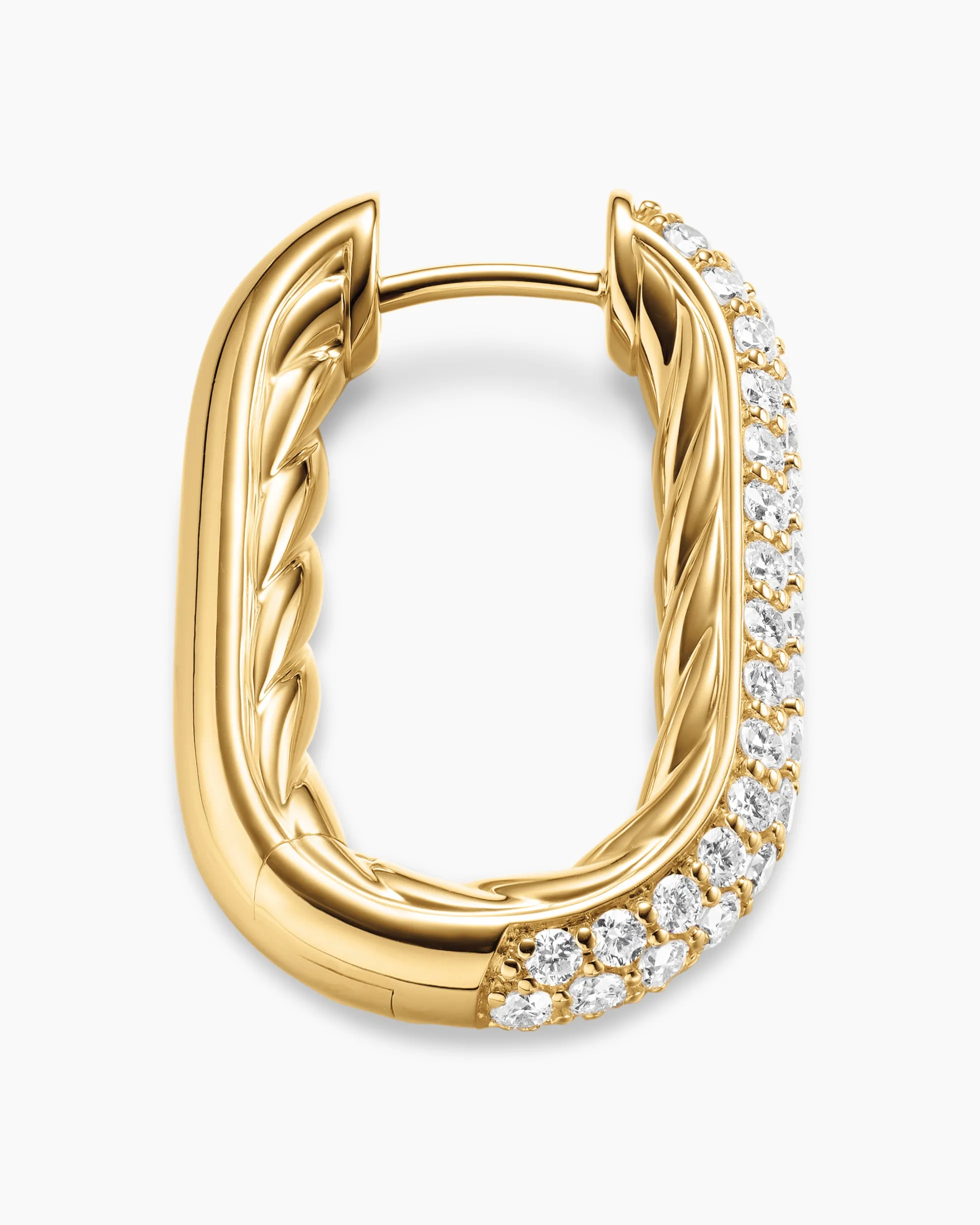 DY Madison® Smooth Hoop Earrings 18K Yellow Gold with Diamonds, 24.3mm