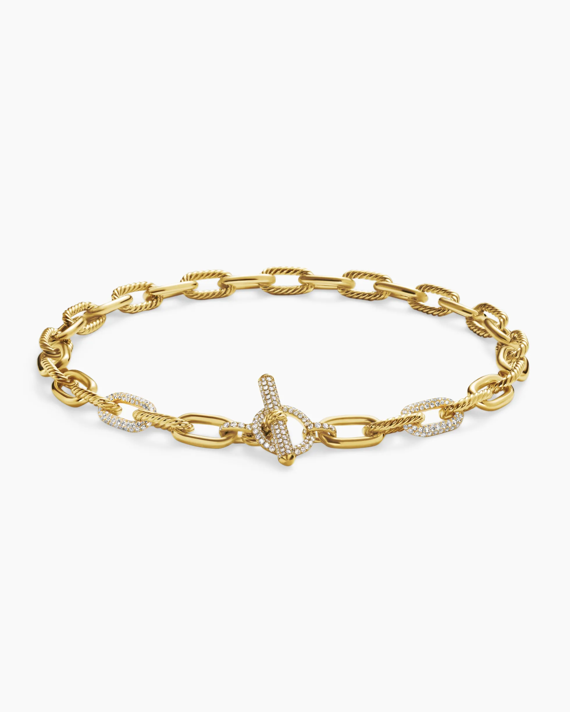 DY Madison® Toggle Chain Necklace 18K Yellow Gold with Diamond Links, 11mm