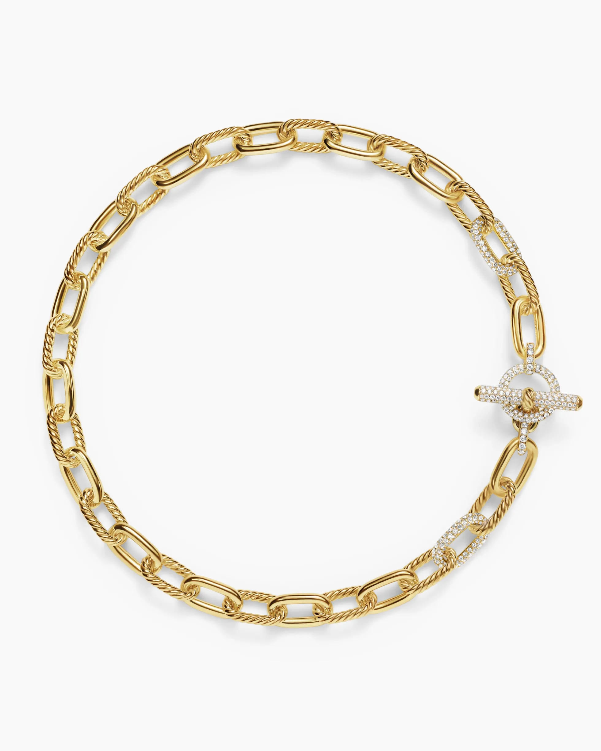DY Madison® Toggle Chain Necklace 18K Yellow Gold with Diamond Links, 11mm