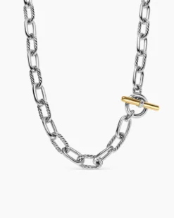 DY Madison® Toggle Chain Necklace Sterling Silver with 18K Yellow Gold, 11mm